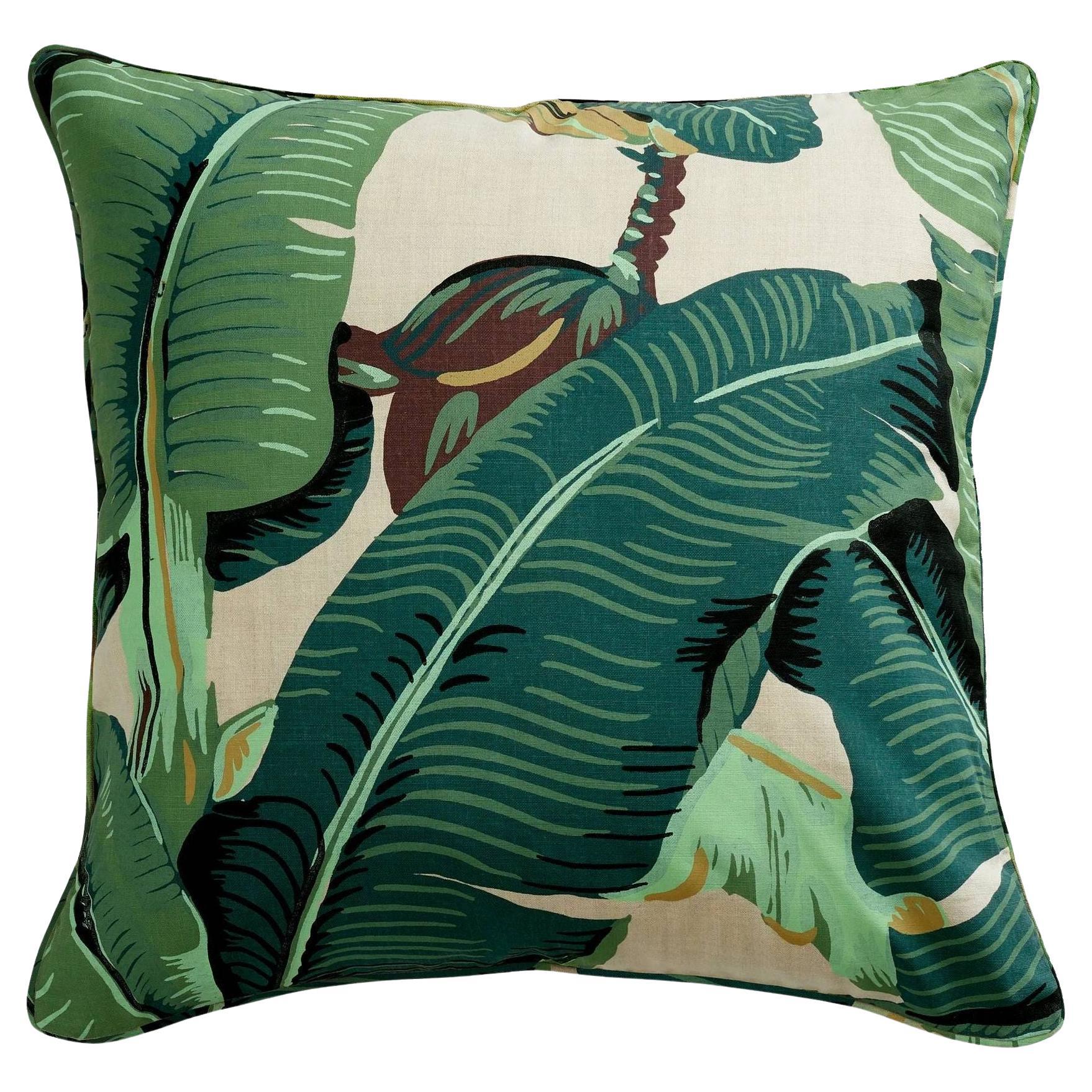 Martinique Banana Leaf Pillow from The Beverly Hills Hotel For Sale