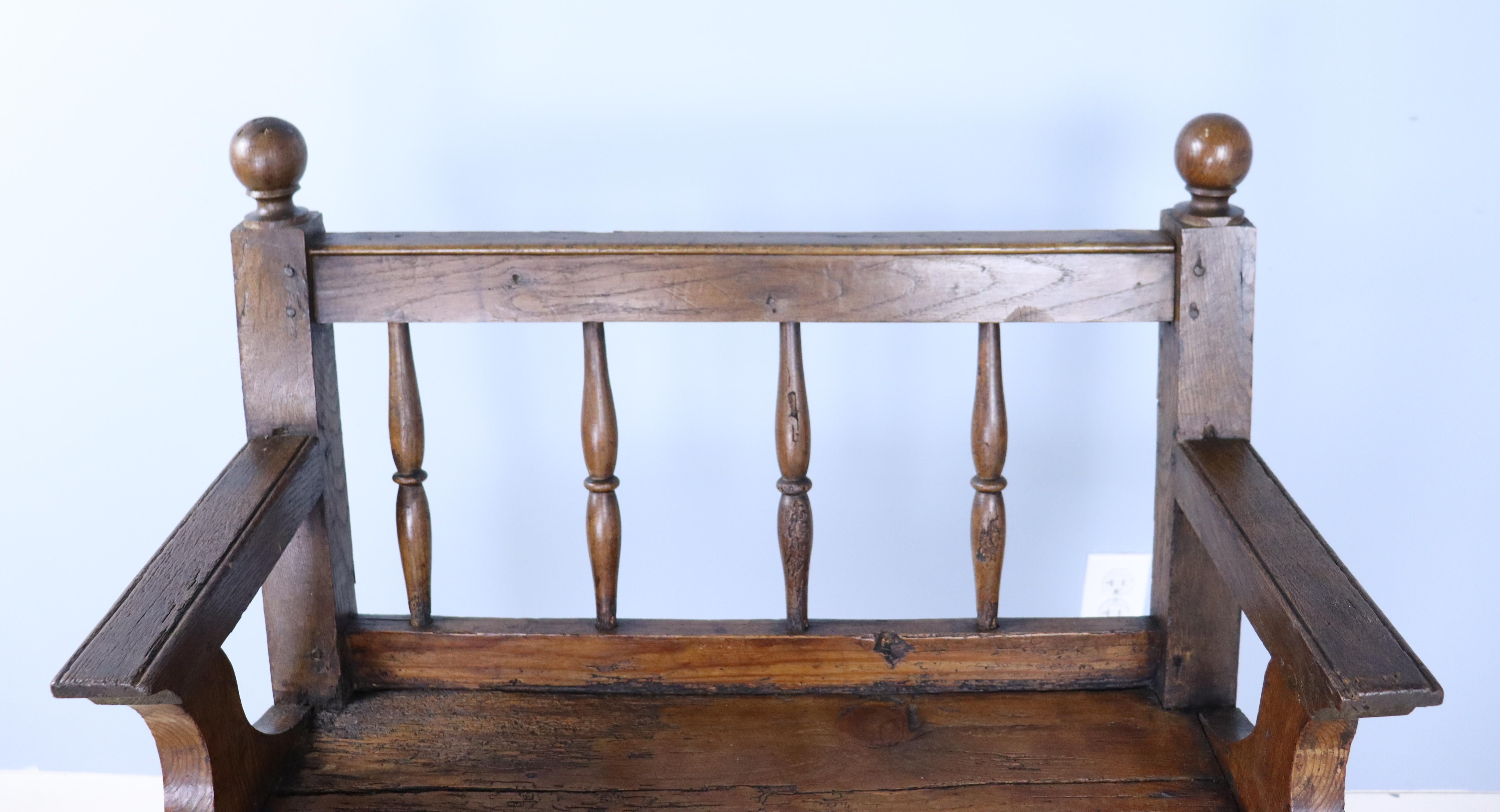 Small Pine and Oak Bench For Sale 1