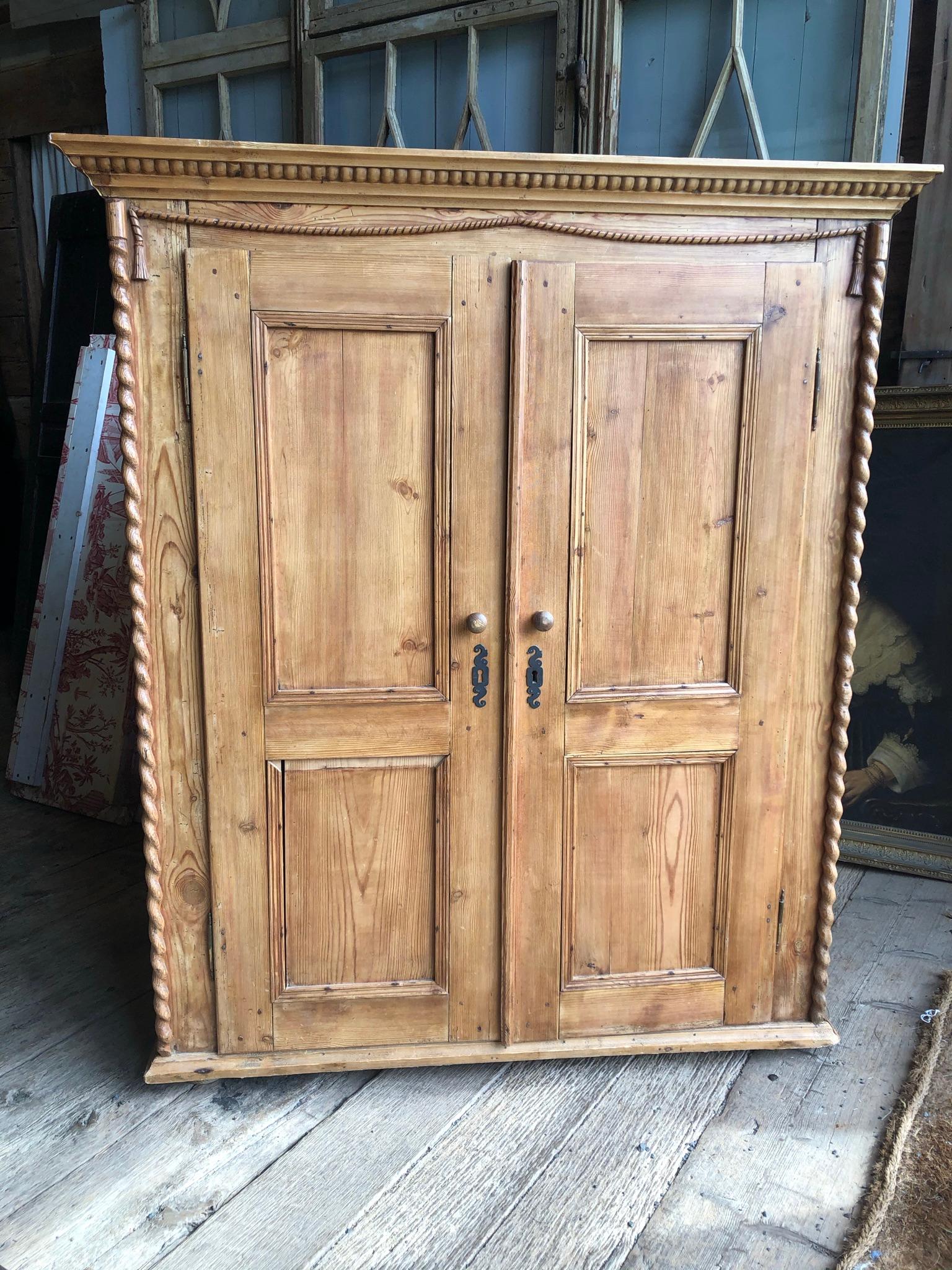 A small but deep pine 2-door armoire, French 19th century.

