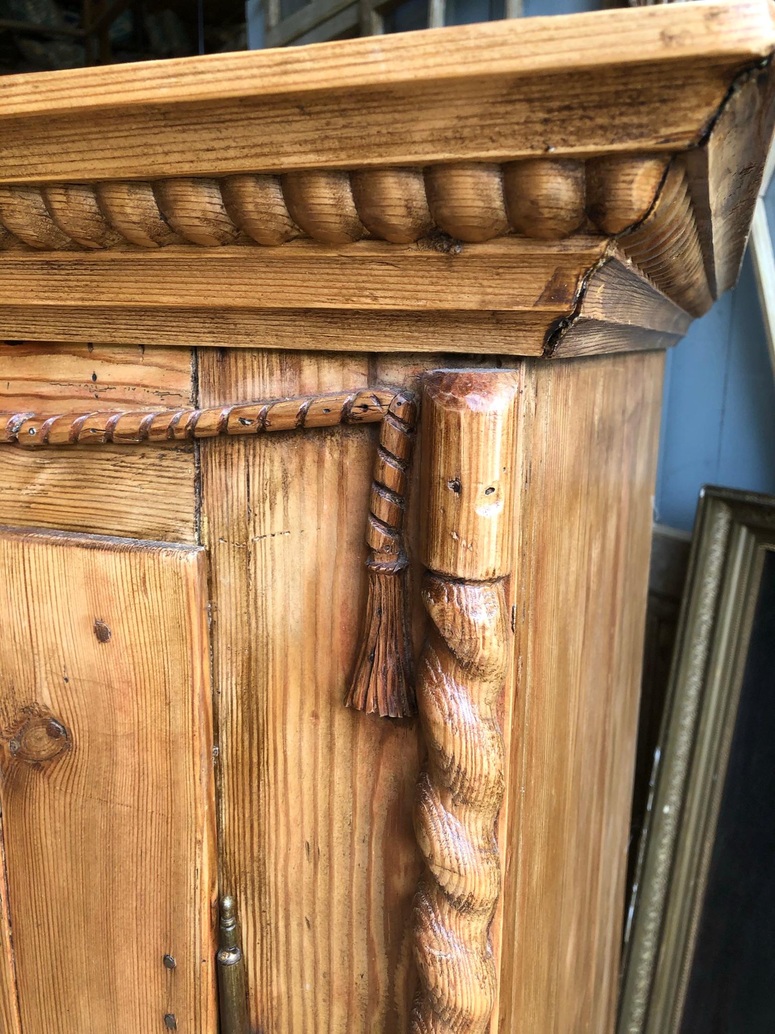 Small Pine Armoire, French In Good Condition In Doylestown, PA