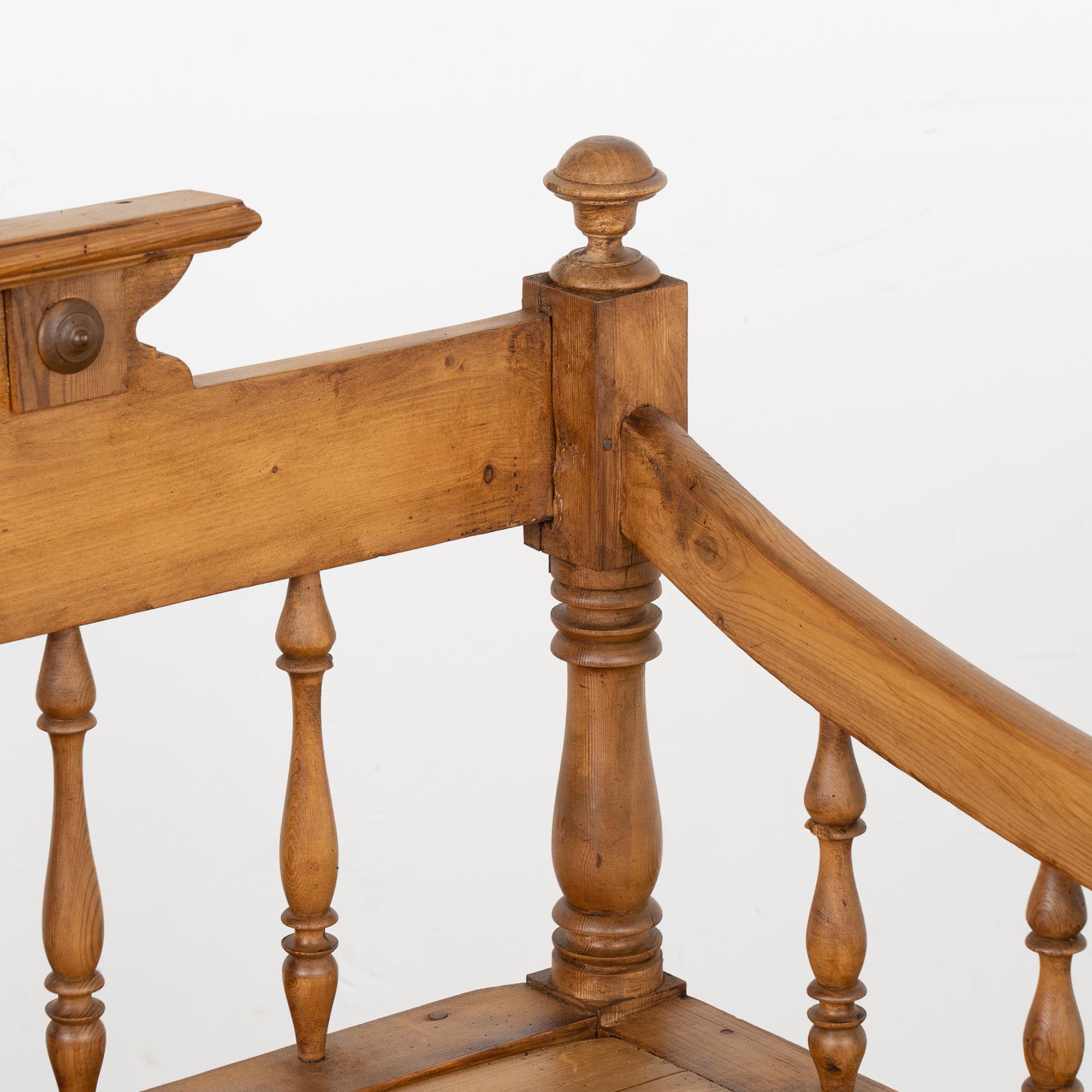 19th Century Small Pine Bench With Storage, Sweden Circa 1840-60