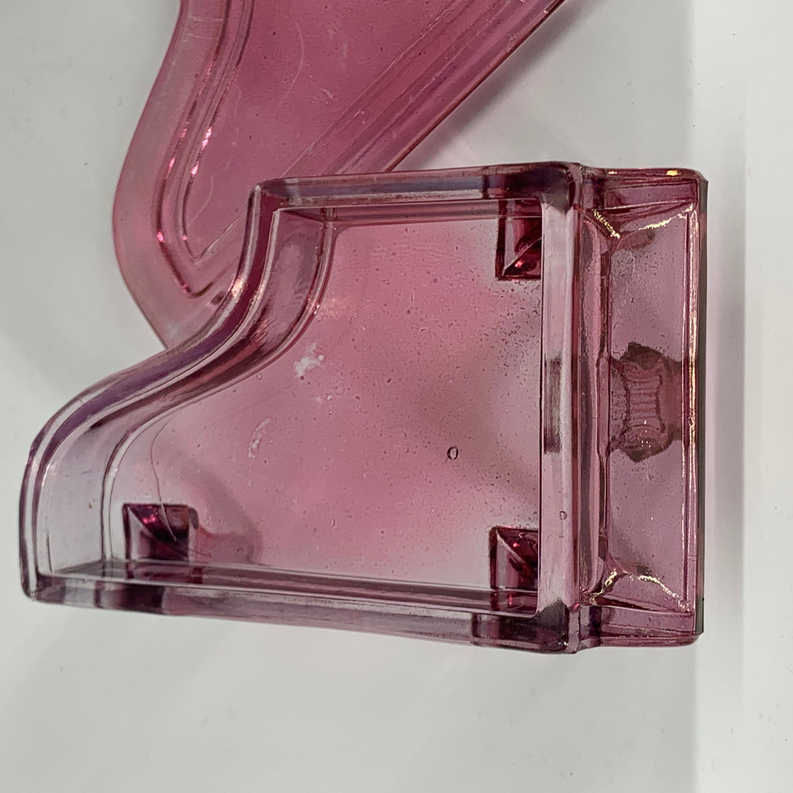 Pressed Small Pink Glass Grand Piano Jewelry Box
