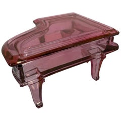 Small Pink Glass Grand Piano Jewelry Box