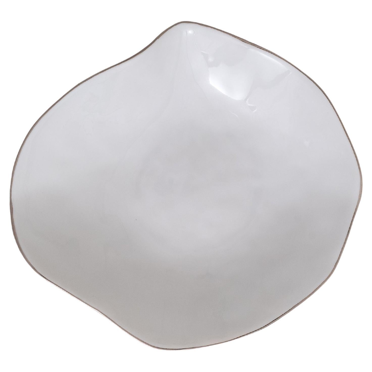 Small Plate / Handmade Porcelain Tableware / Silver Rim / Indulge Nº5 For Sale