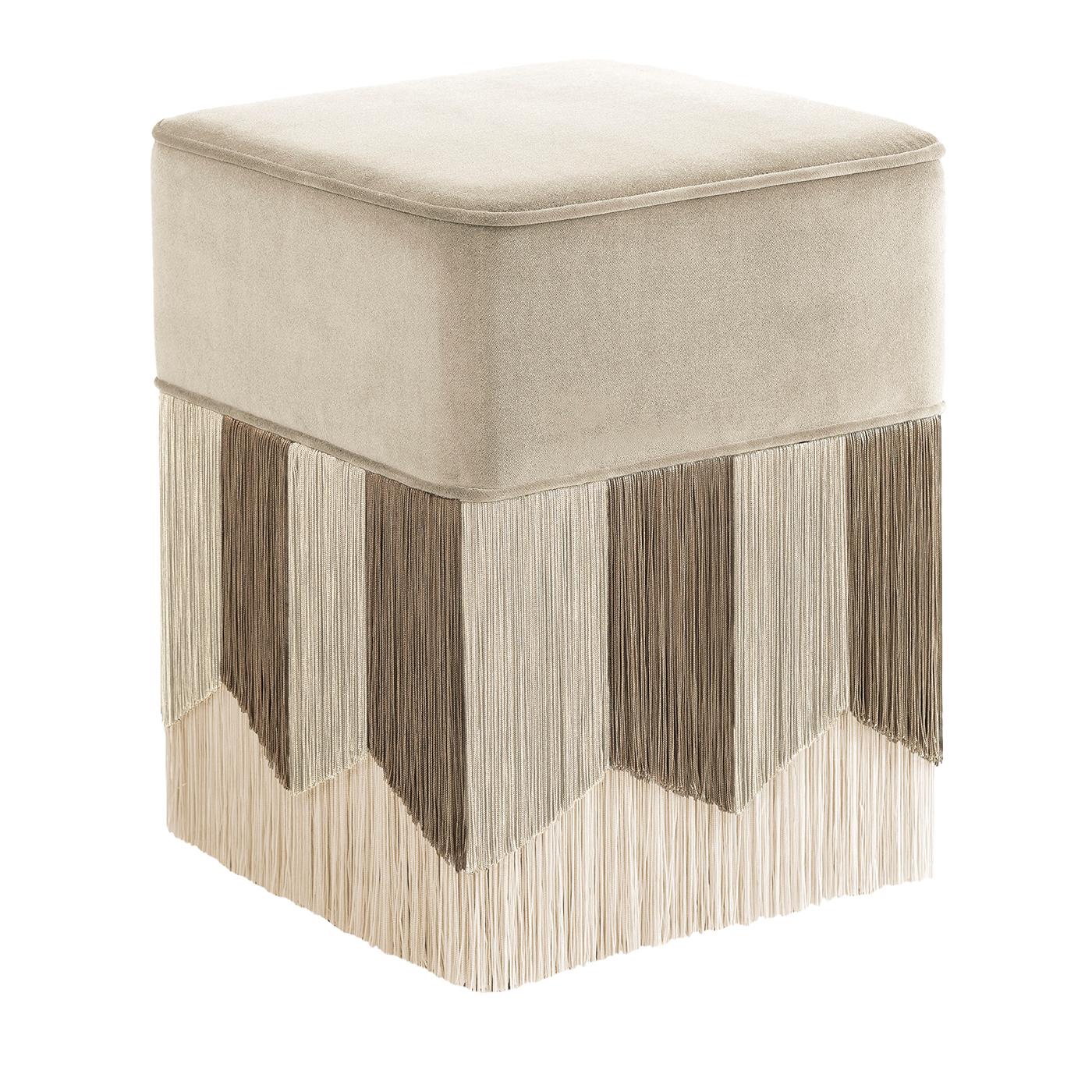 Petit Pouf Plissé carré en velours beige  par Lorenza Bozzoli Couture Neuf - En vente à Milan, IT