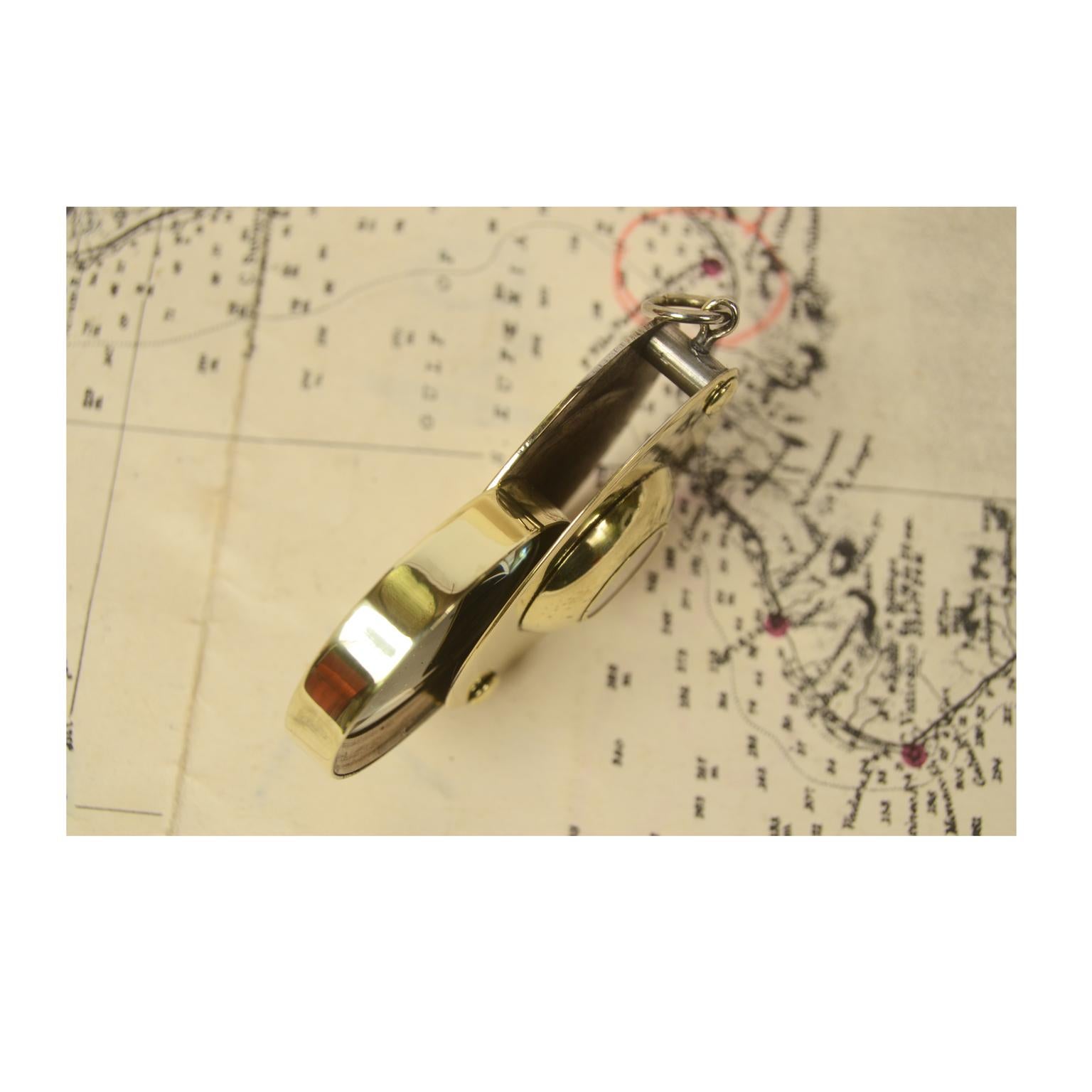 Small Pocket Compass Made of Brass with Magnifying Glass, 1930s 1