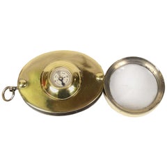 Small Pocket Compass Made of Brass with Magnifying Glass, 1930s