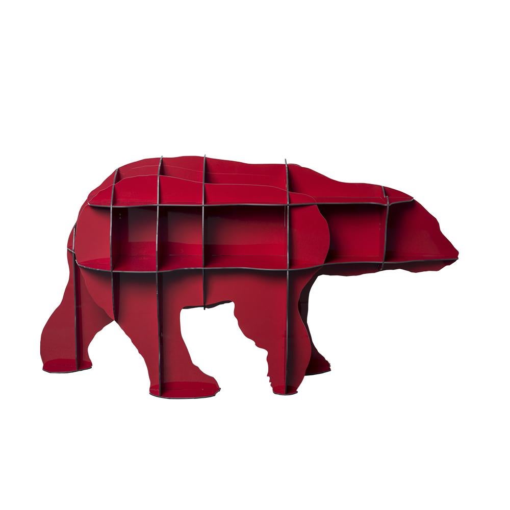 French Small polar bear bookshelf - Red JUNE For Sale