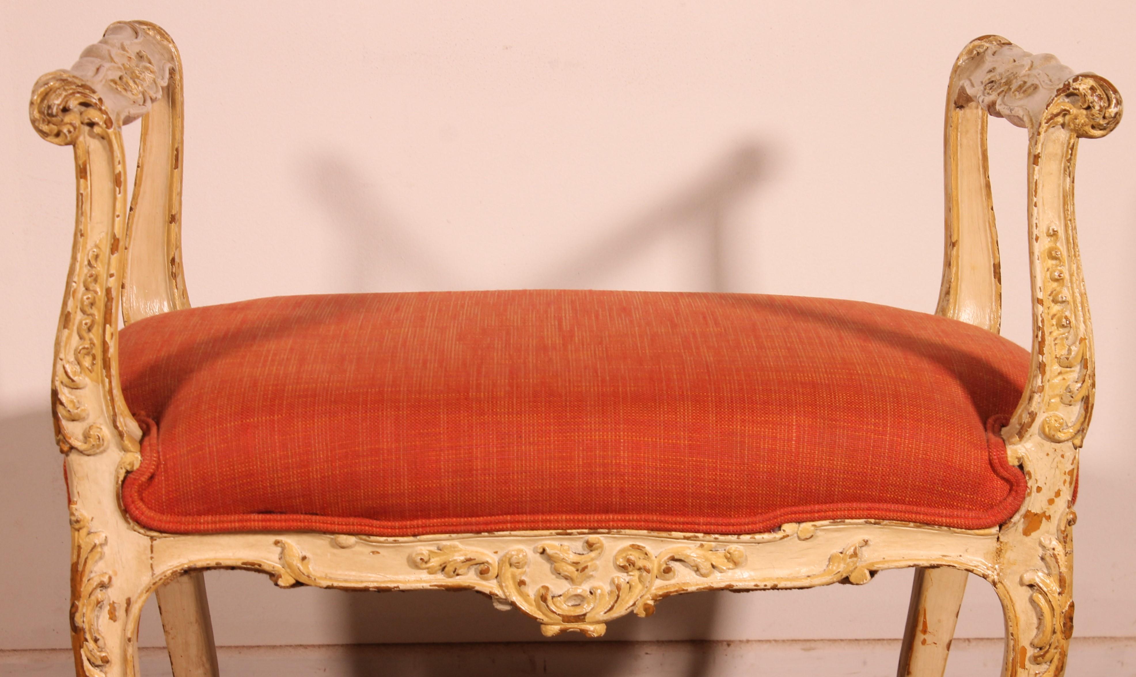 Petit banc en bois polychrome - 19ème siècle en vente 3