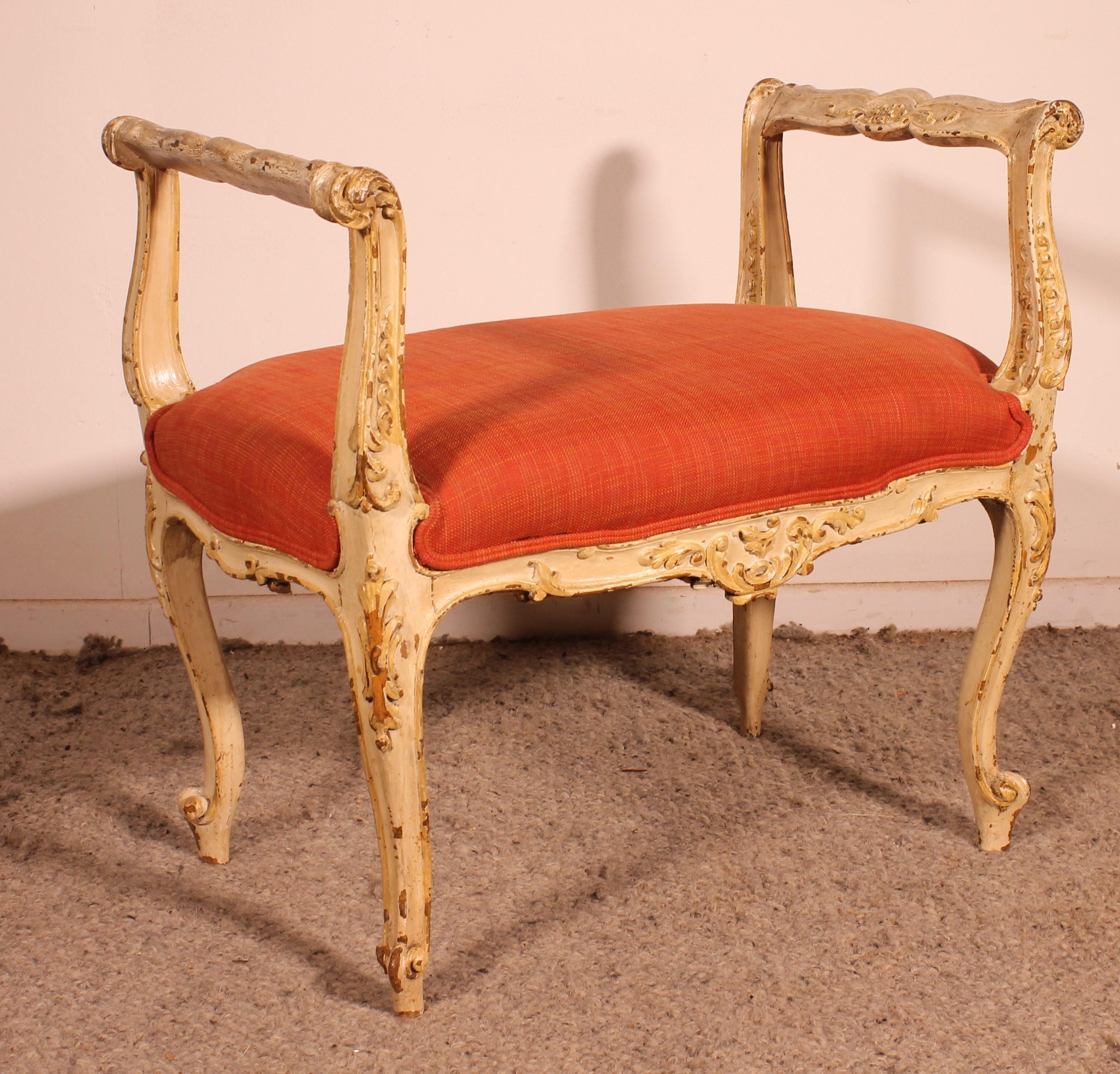 Petit banc en bois polychrome - 19ème siècle en vente 4