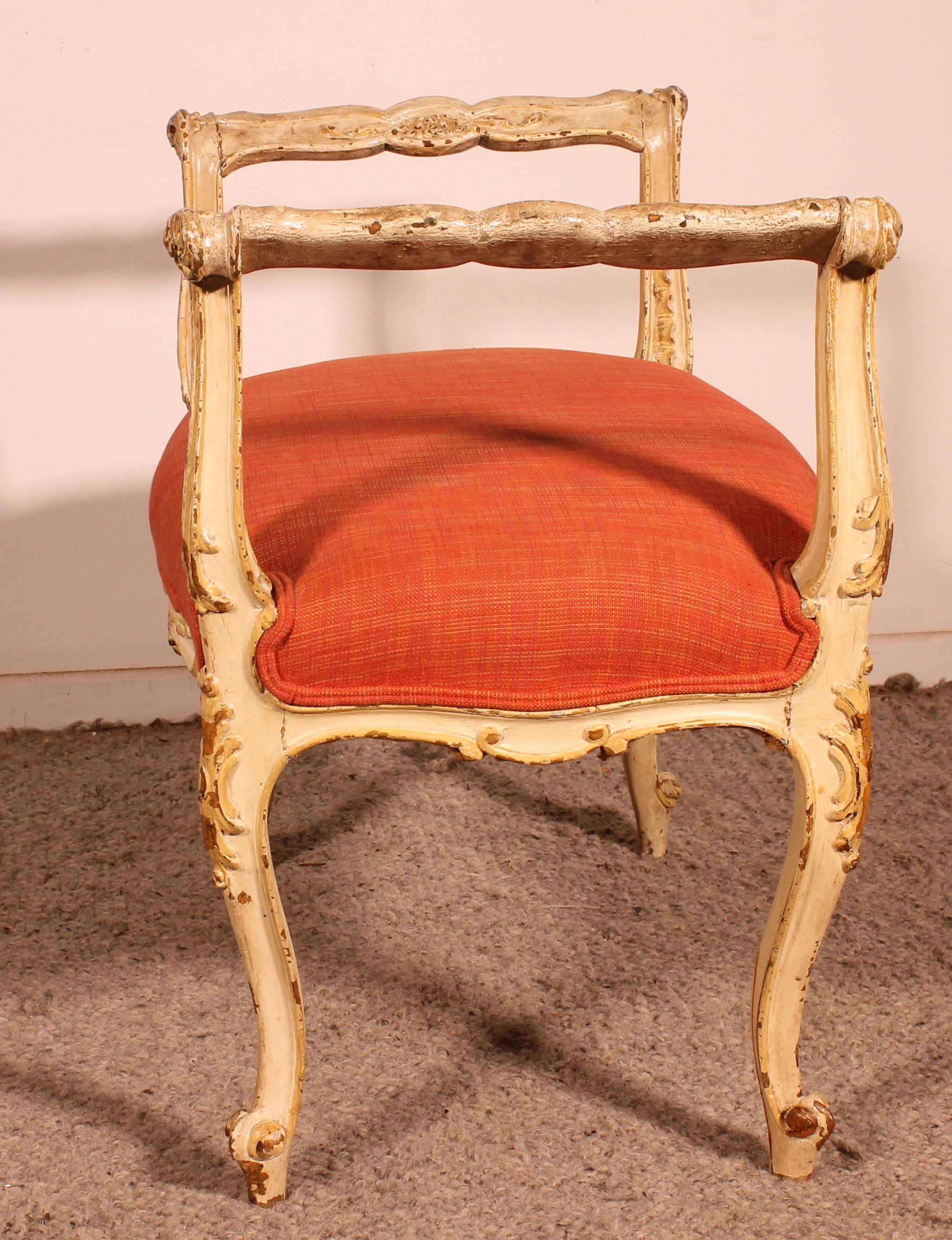 Petit banc en bois polychrome - 19ème siècle en vente 5