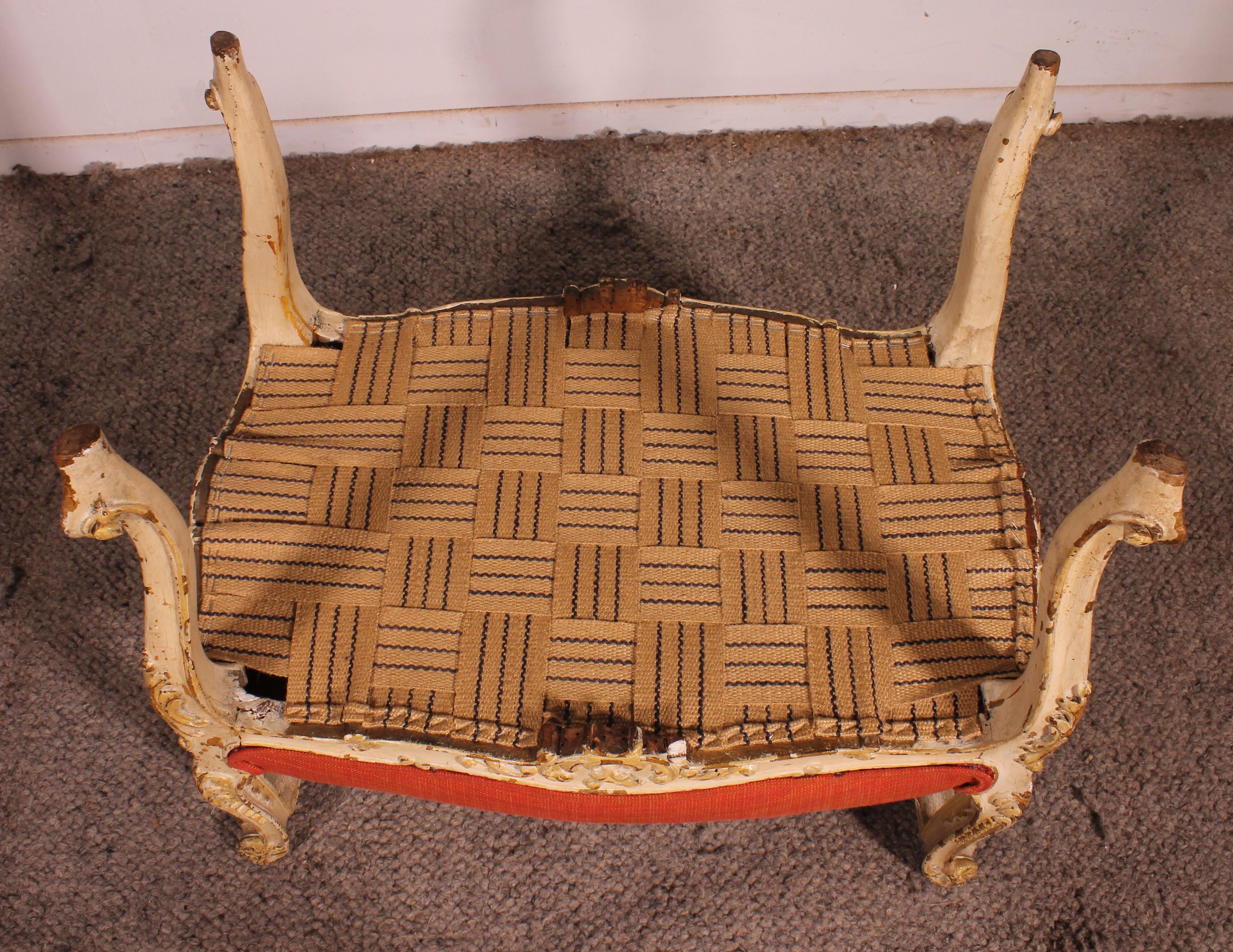 Petit banc en bois polychrome - 19ème siècle en vente 7