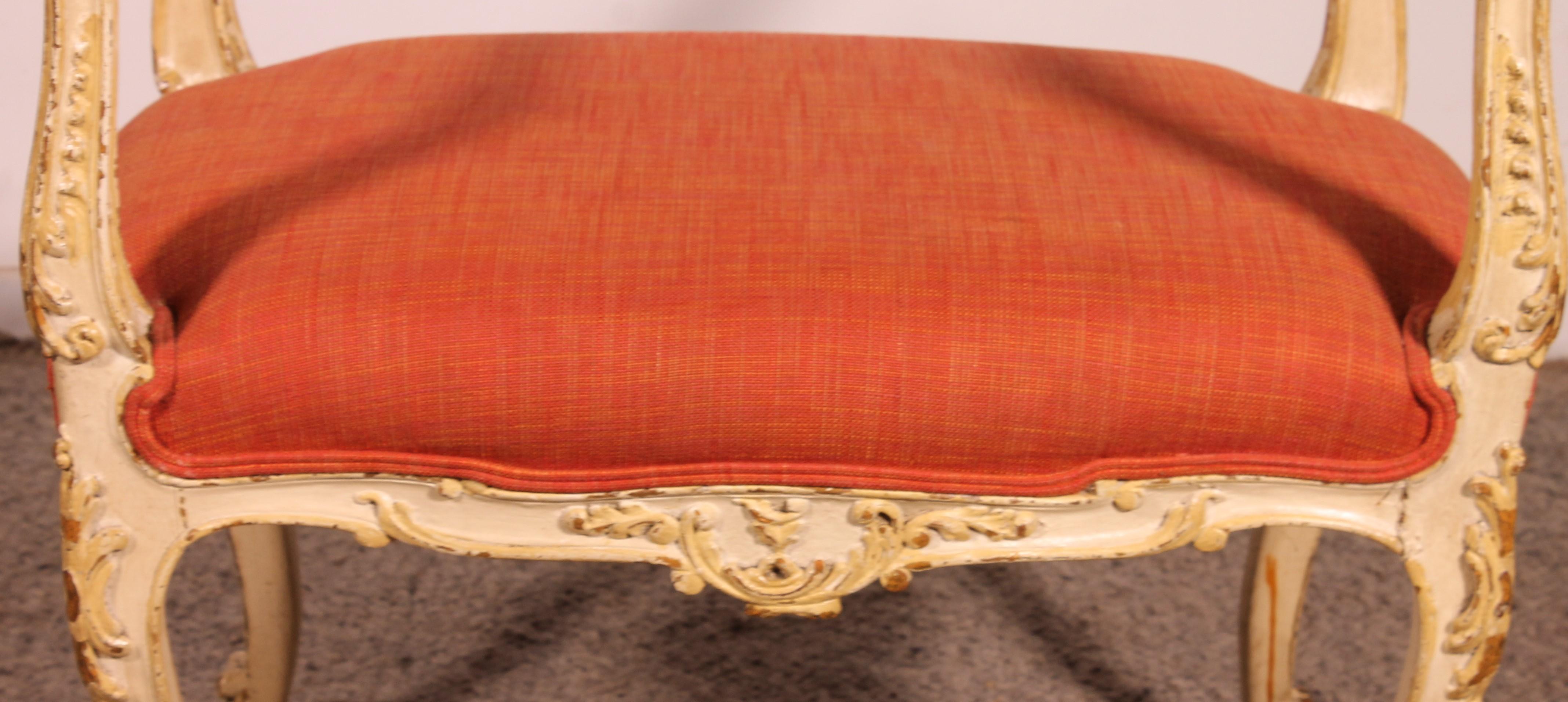 Louis XV Petit banc en bois polychrome - 19ème siècle en vente