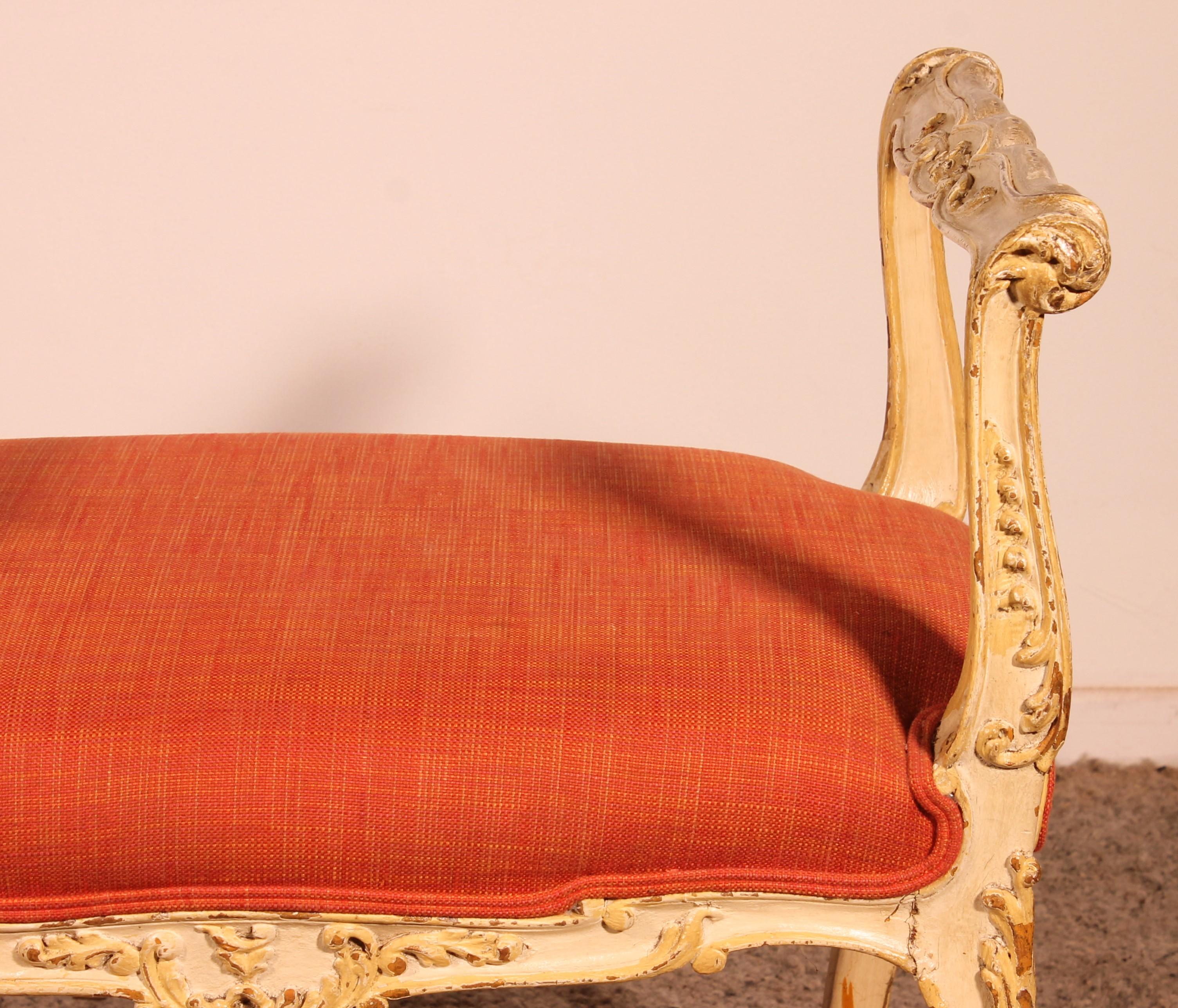 Français Petit banc en bois polychrome - 19ème siècle en vente