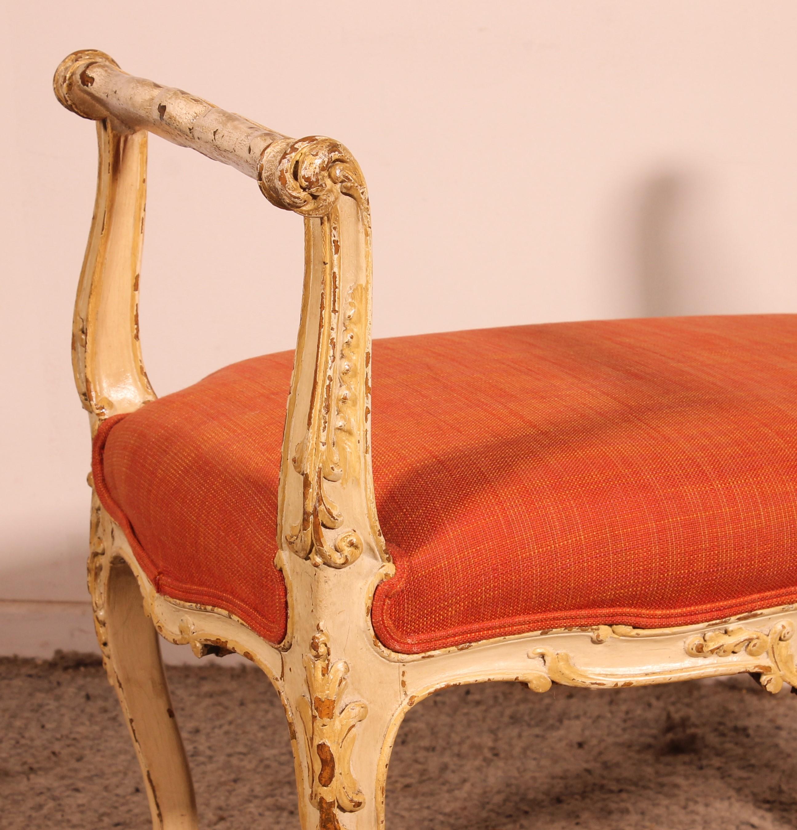 Chêne Petit banc en bois polychrome - 19ème siècle en vente