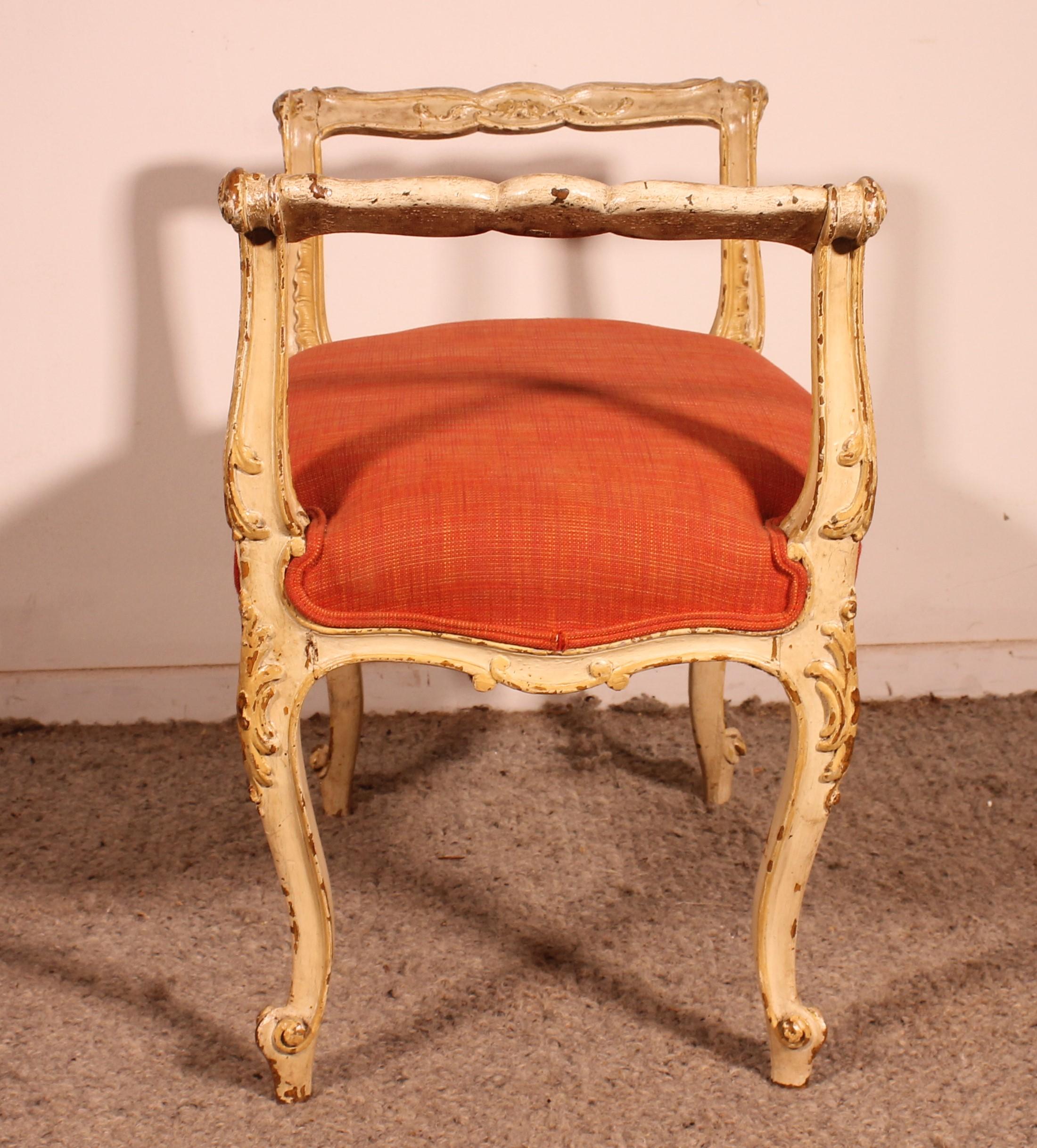 Petit banc en bois polychrome - 19ème siècle en vente 1
