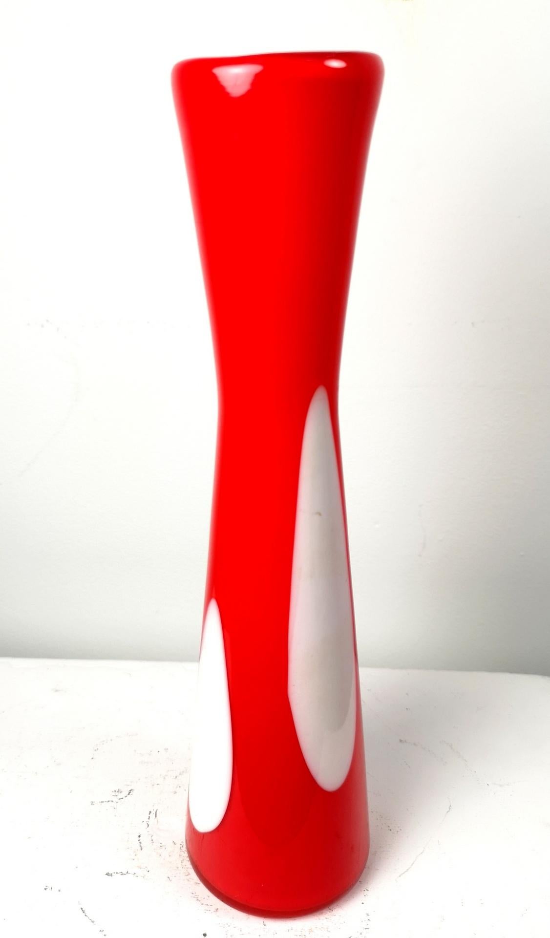Small Pop Art Style Hand-Made Glass Flower Vase, 1970s 1