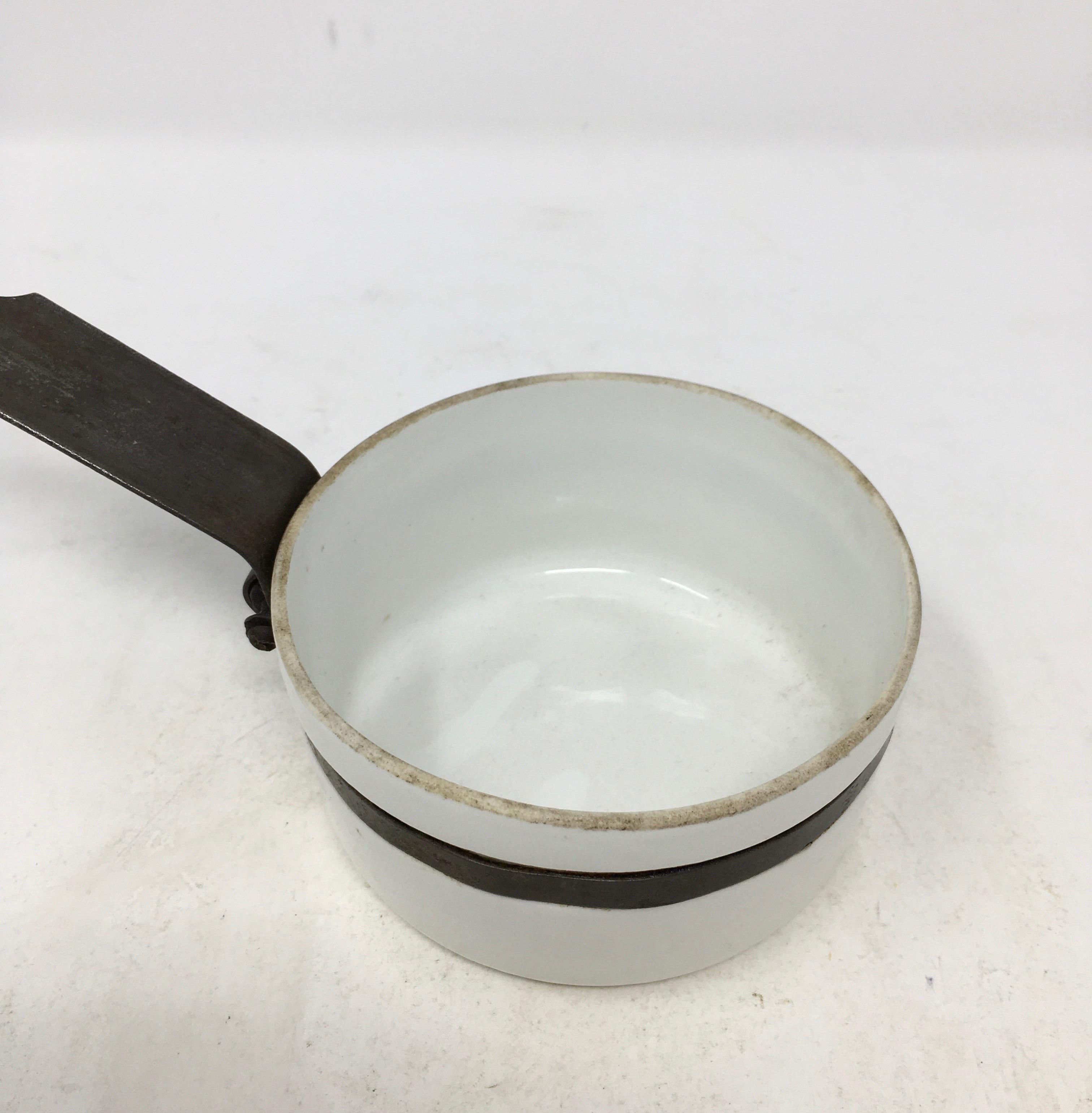 Small Porcelain and Metal Sauce Pan For Sale 1