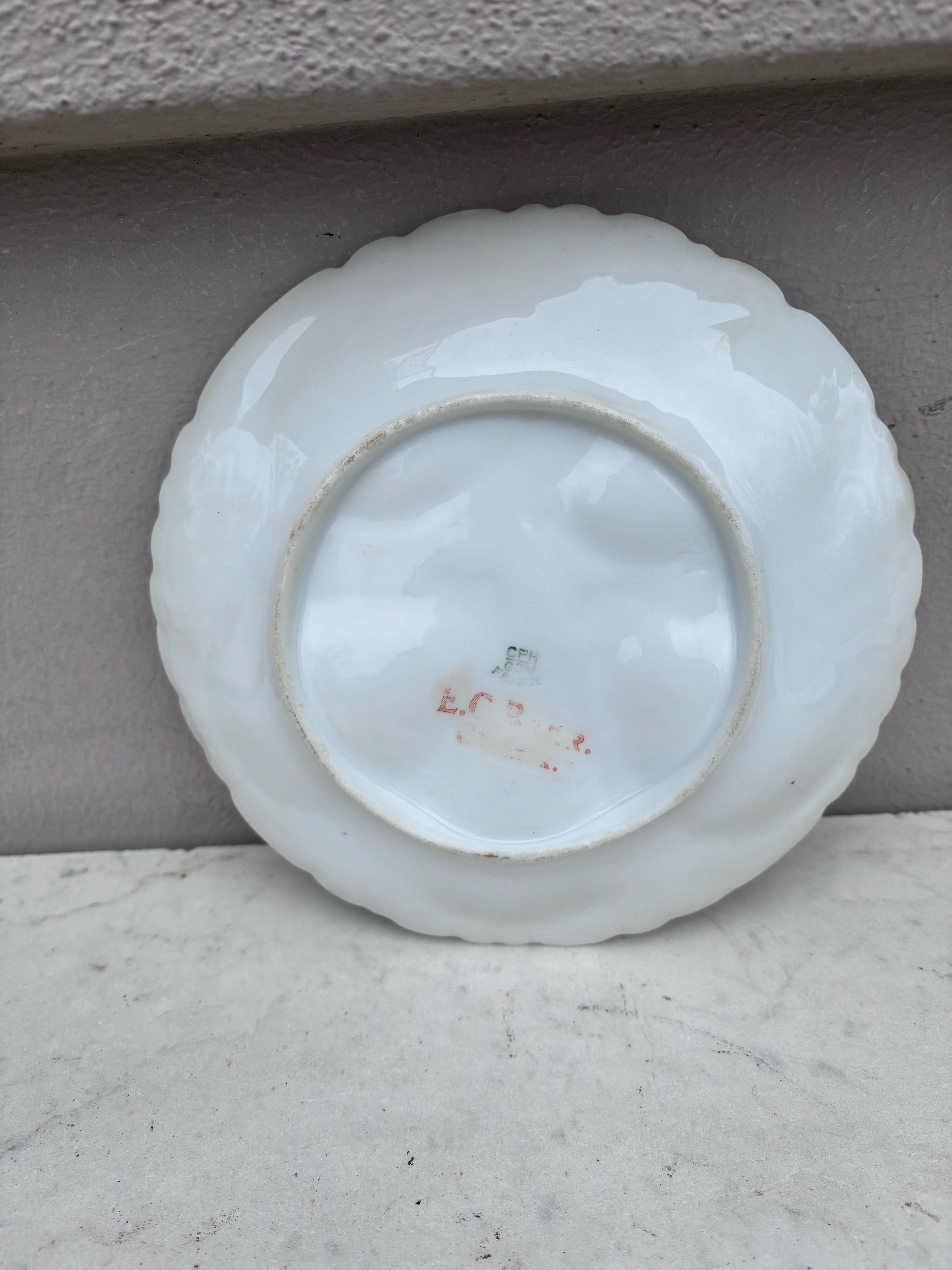 French Small Porcelain Blue Flowers Oyster Plate Limoges, circa 1900 For Sale