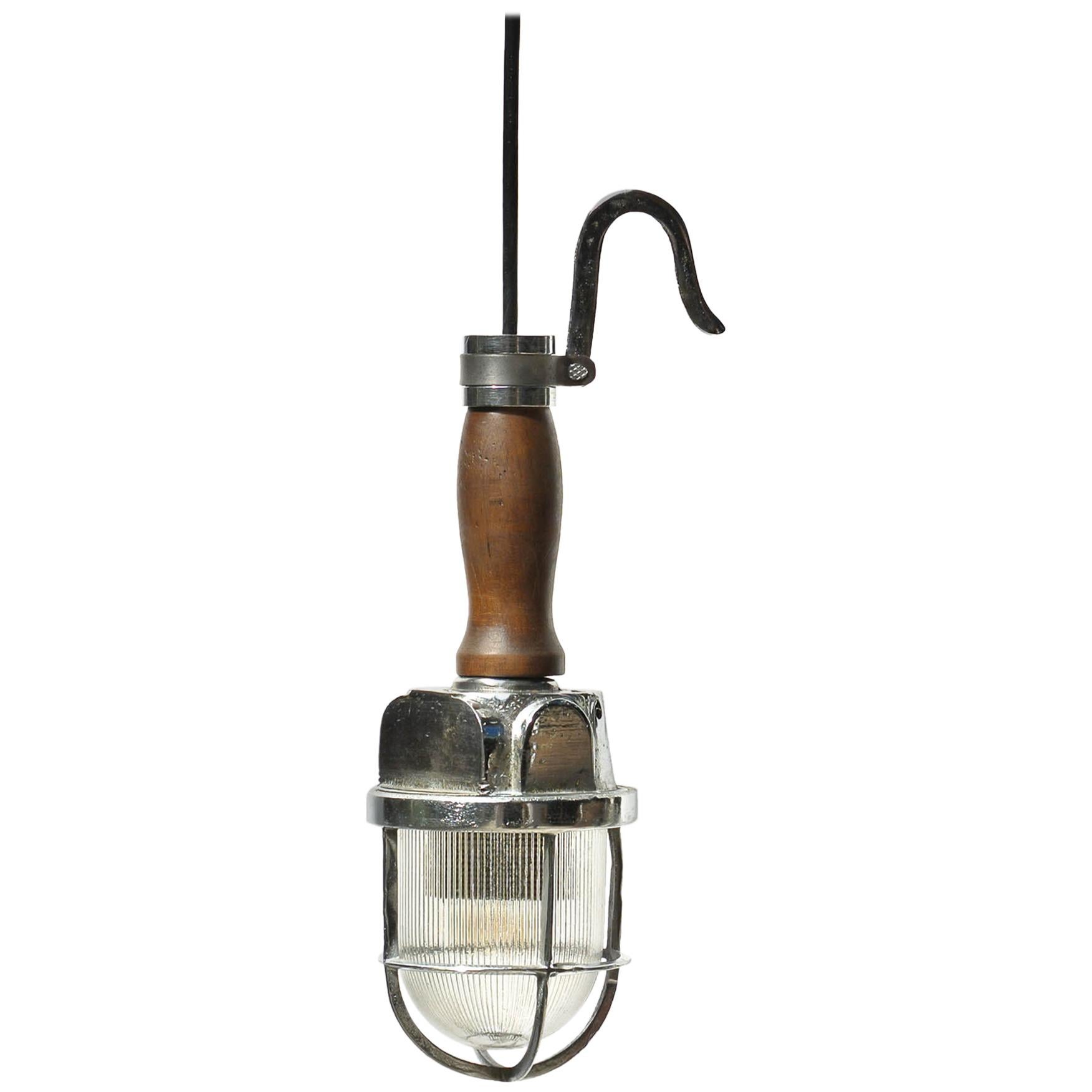 Small Portable Lamp with Corrugated Glass, circa 1950-1959