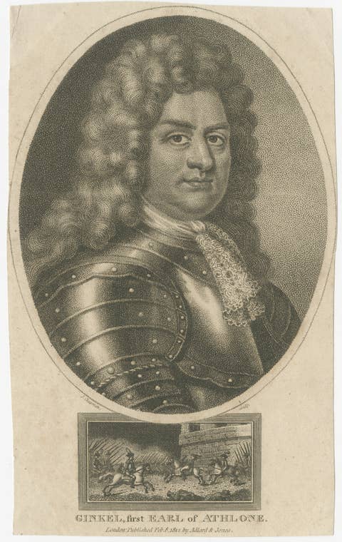 Small Portrait Engraving of Godert de Ginkell, Earl of Athlone, 1812