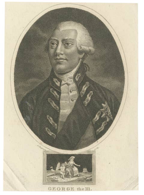 Small Portrait Engraving of King George III, British Royal Portrait, 1804
