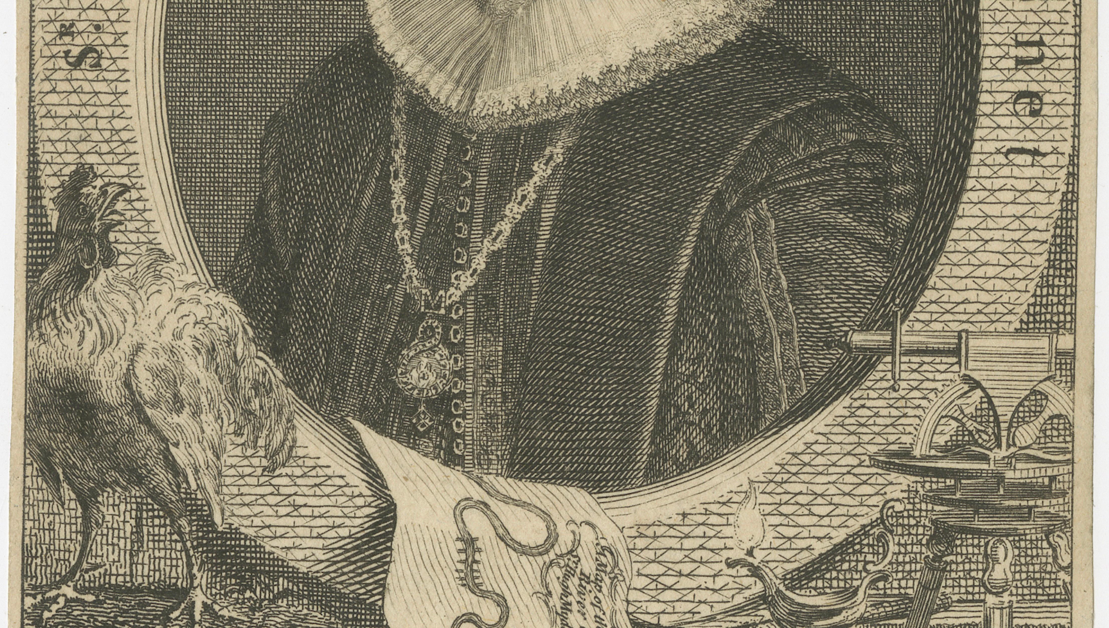Small Portrait Engraving of Sir Hugh Myddelton after 1632 Portrait, ca.1750