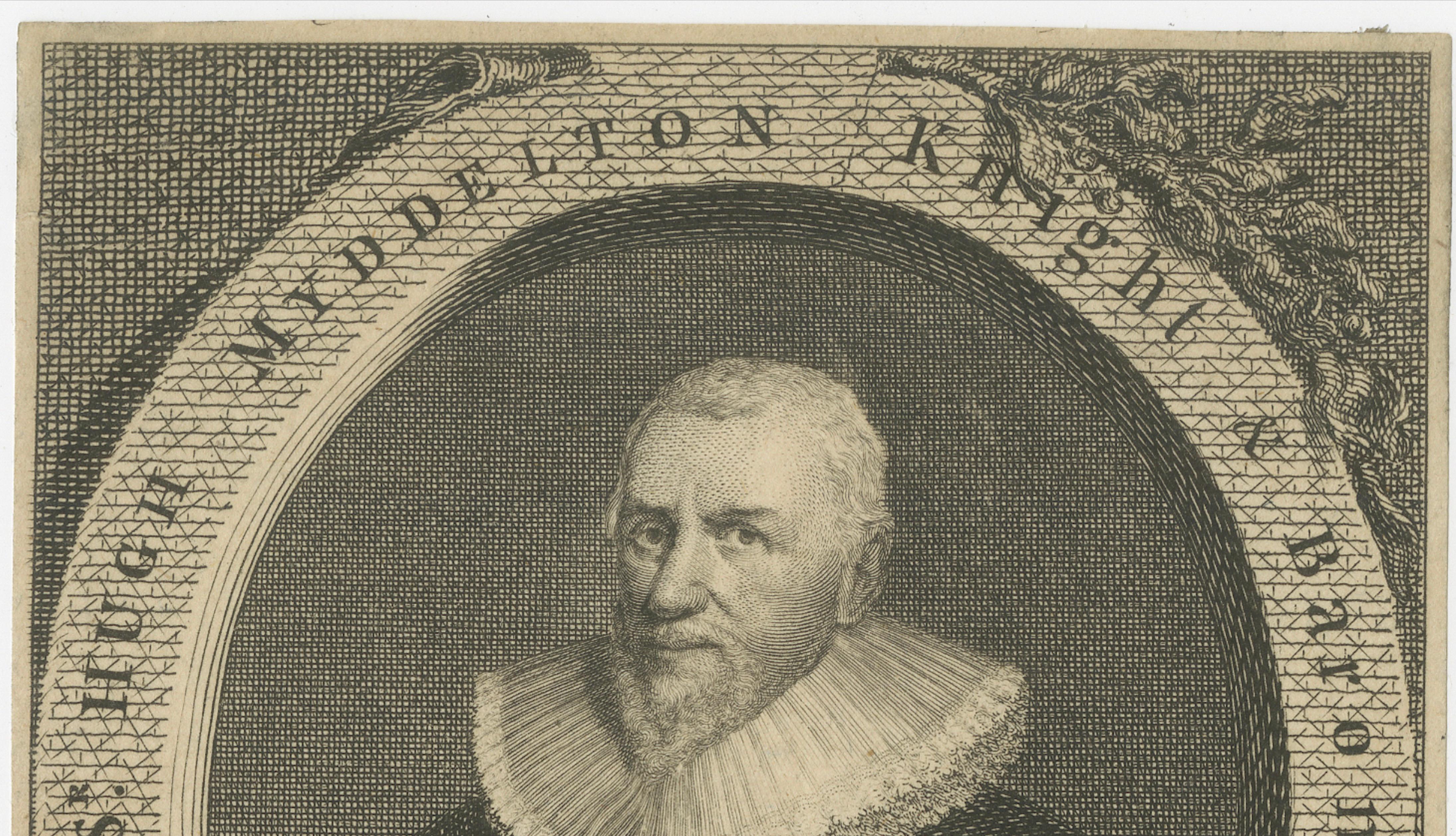 Small Portrait Engraving of Sir Hugh Myddelton after 1632 Portrait, ca.1750