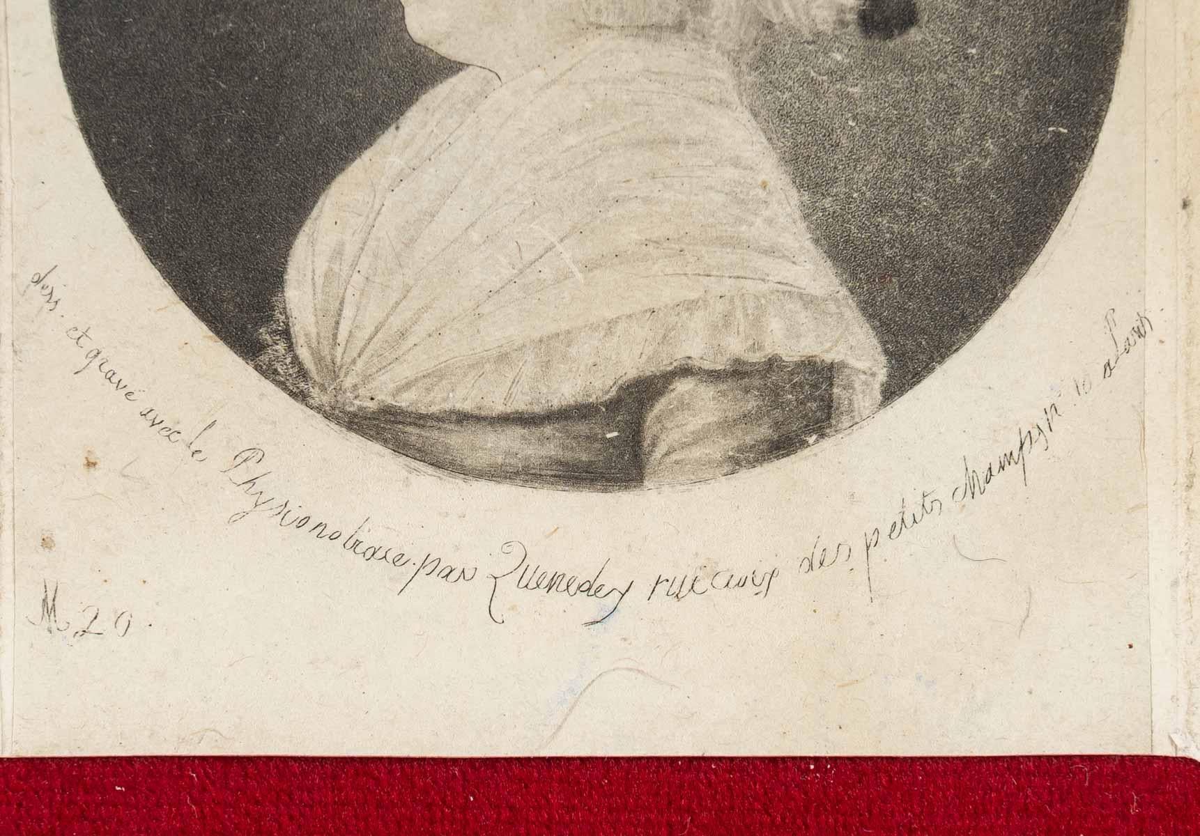 Paper Small Portrait of Madame de Fougeroux de Bondaroy For Sale