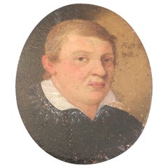 Small Portrait, Oil on Copper, of a Young Man, Dated 1610