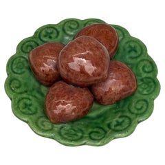 Small Portuguese Majolica Palissy Chesnuts Platter Caldas Da Rainha