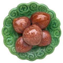 Small Portuguese Majolica Palissy Chesnuts Platter Caldas Da Rainha