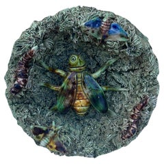 Small Portuguese Majolica Palissy Wall Fly Platter Jose A. Cunha