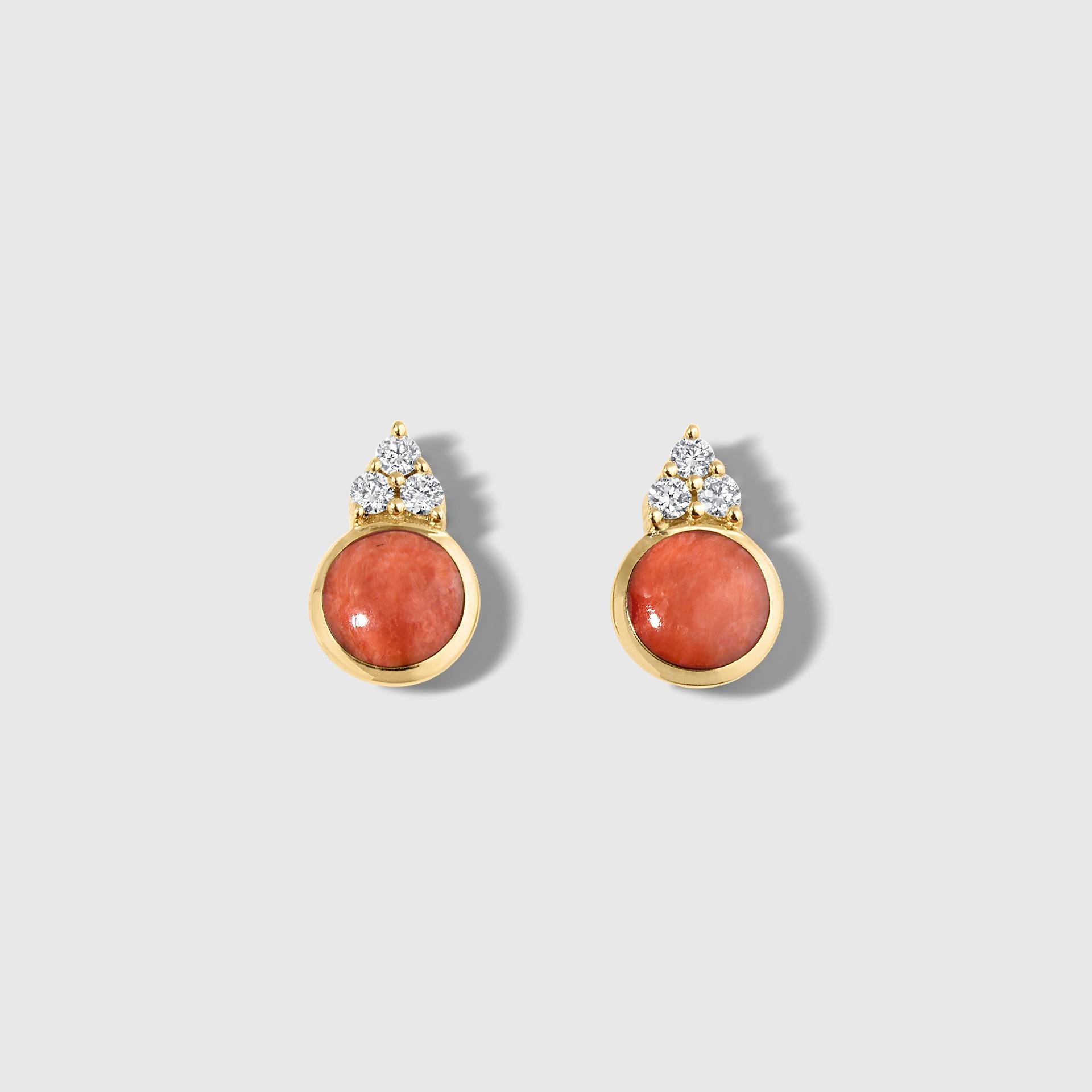 Small Post Earrings with Red Spiny Oyster and Diamond Detail, 14kt Gold

All designs may be custom-ordered in many of Kabana’s stones, including: sleeping beauty turquoise, turquoise, four-star opal, five-star-high-grade opal, black onyx, red or