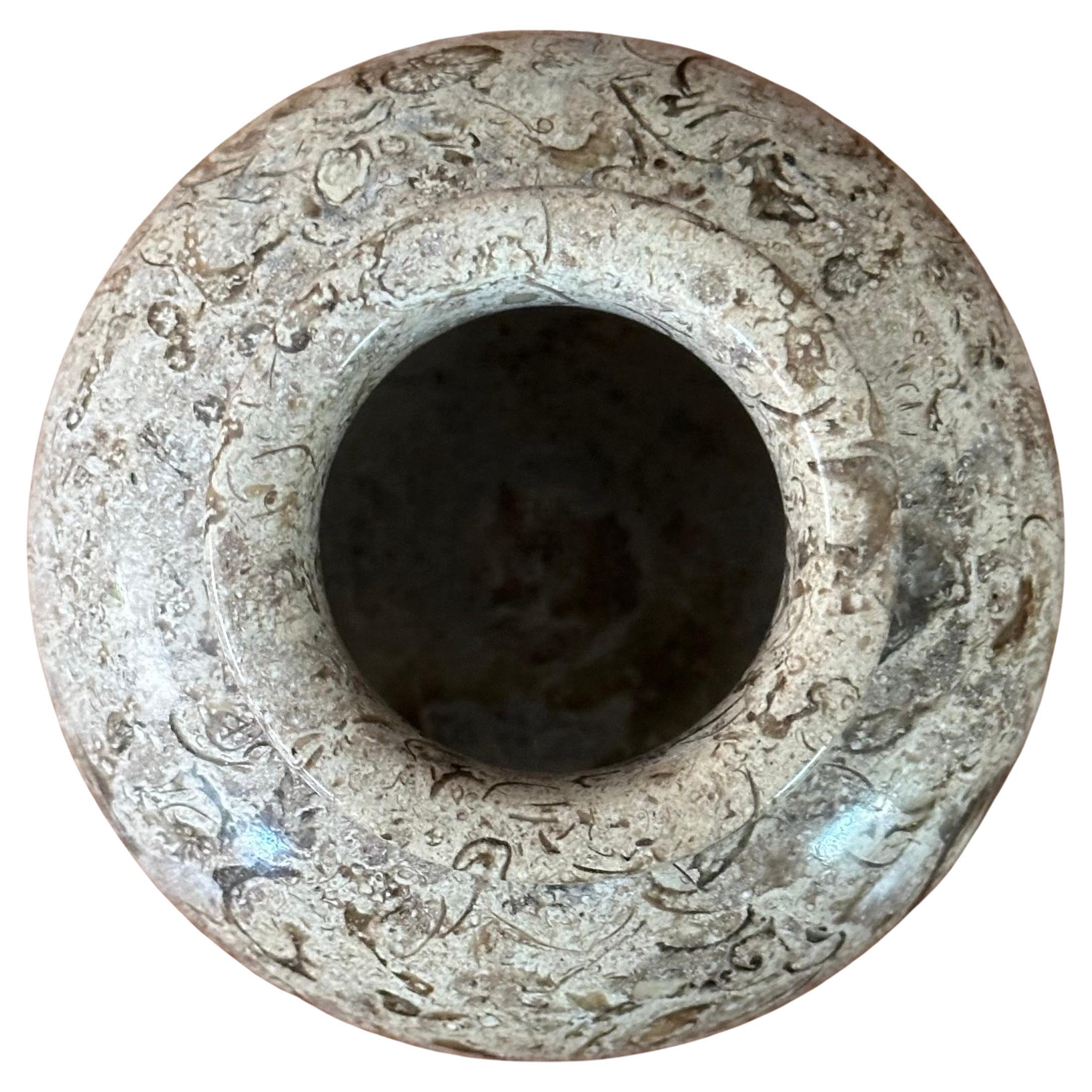 Small Post-Modern Fossilized Stone Vase In Good Condition For Sale In San Diego, CA