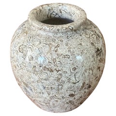 Small Post-Modern Fossilized Stone Vase