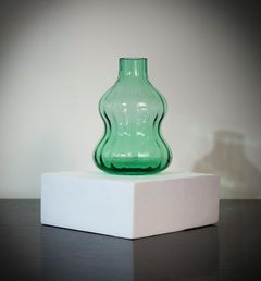 Small Postmodern, Green Murano Glass, Bottle Vase by Nason, 1980's, Italy