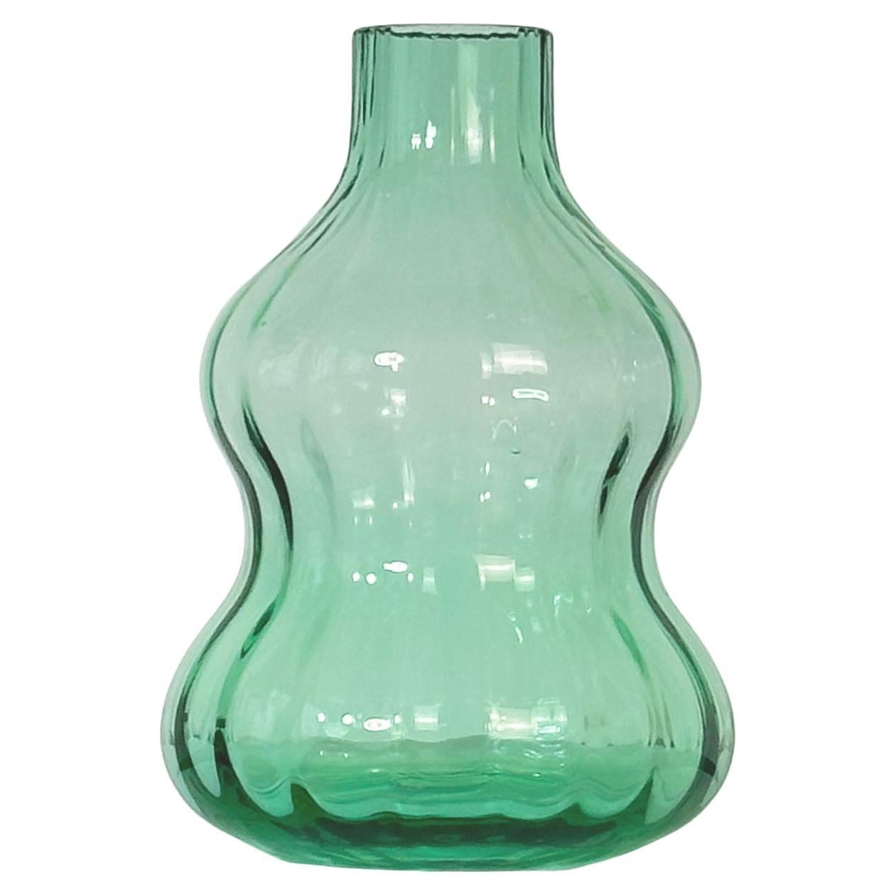 Small Postmodern, Green Murano Glass, Bottle Vase by Nason, 1980's, Italy