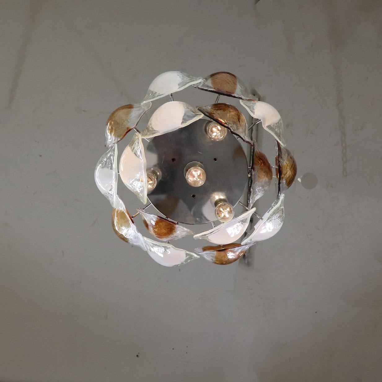 Verre brun Petite suspension postmoderne de Murano par La Murrina en vente