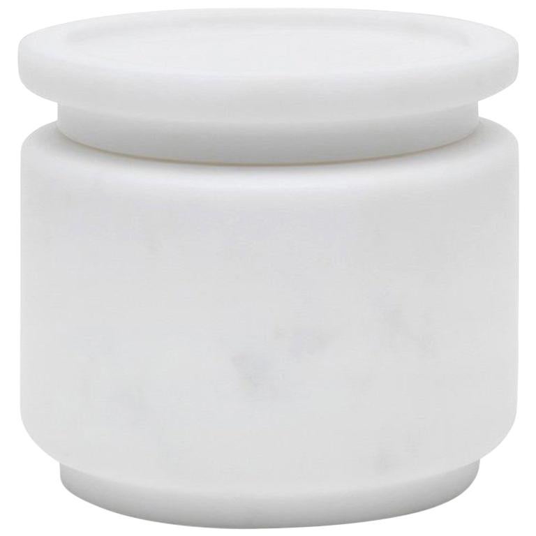 Small Pot in White Michelangelo Marble, by Ivan Colominas, Italy in Stock