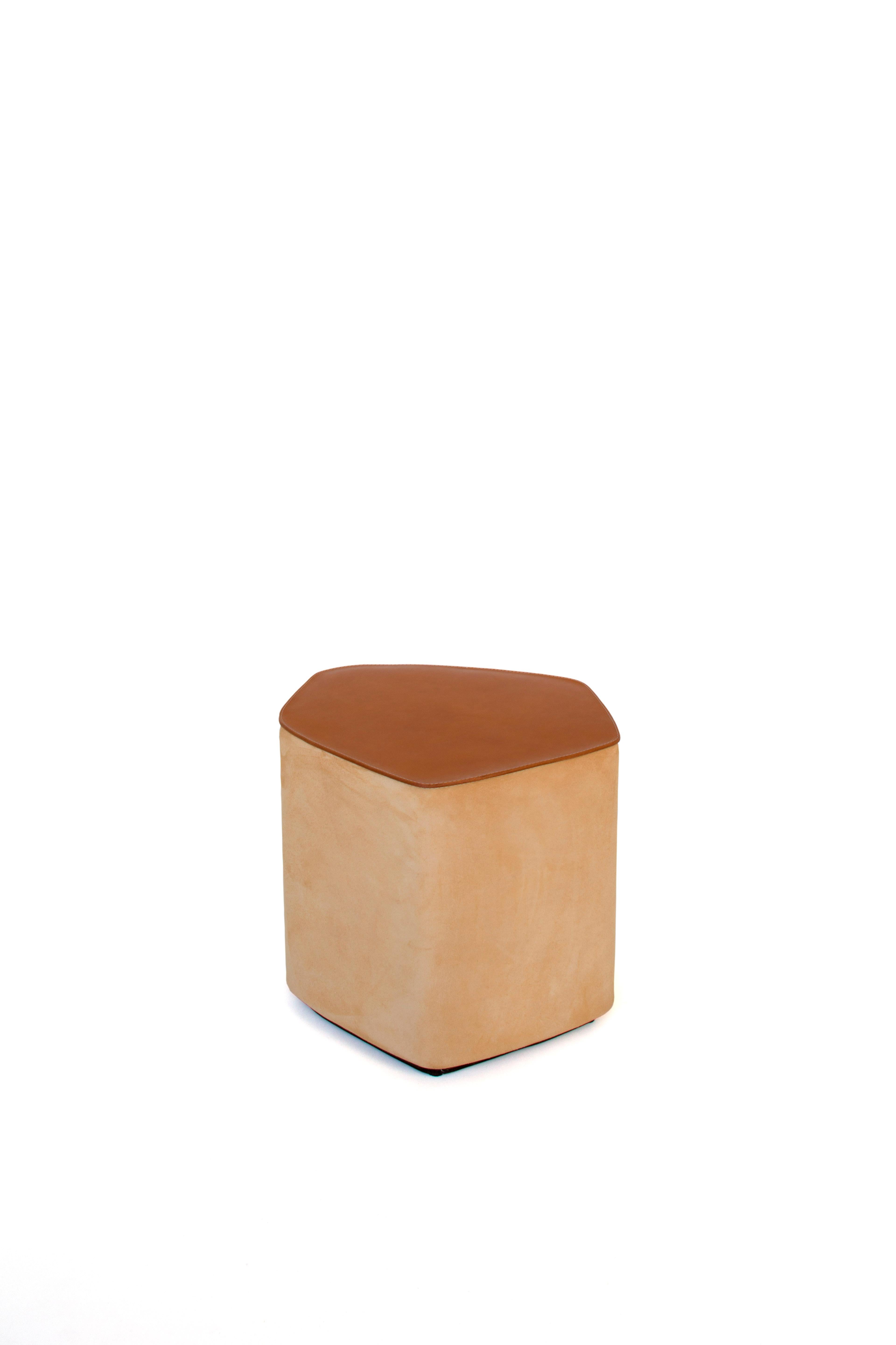 Small Pouf! Leather Stool by Nestor Perkal In New Condition For Sale In Geneve, CH
