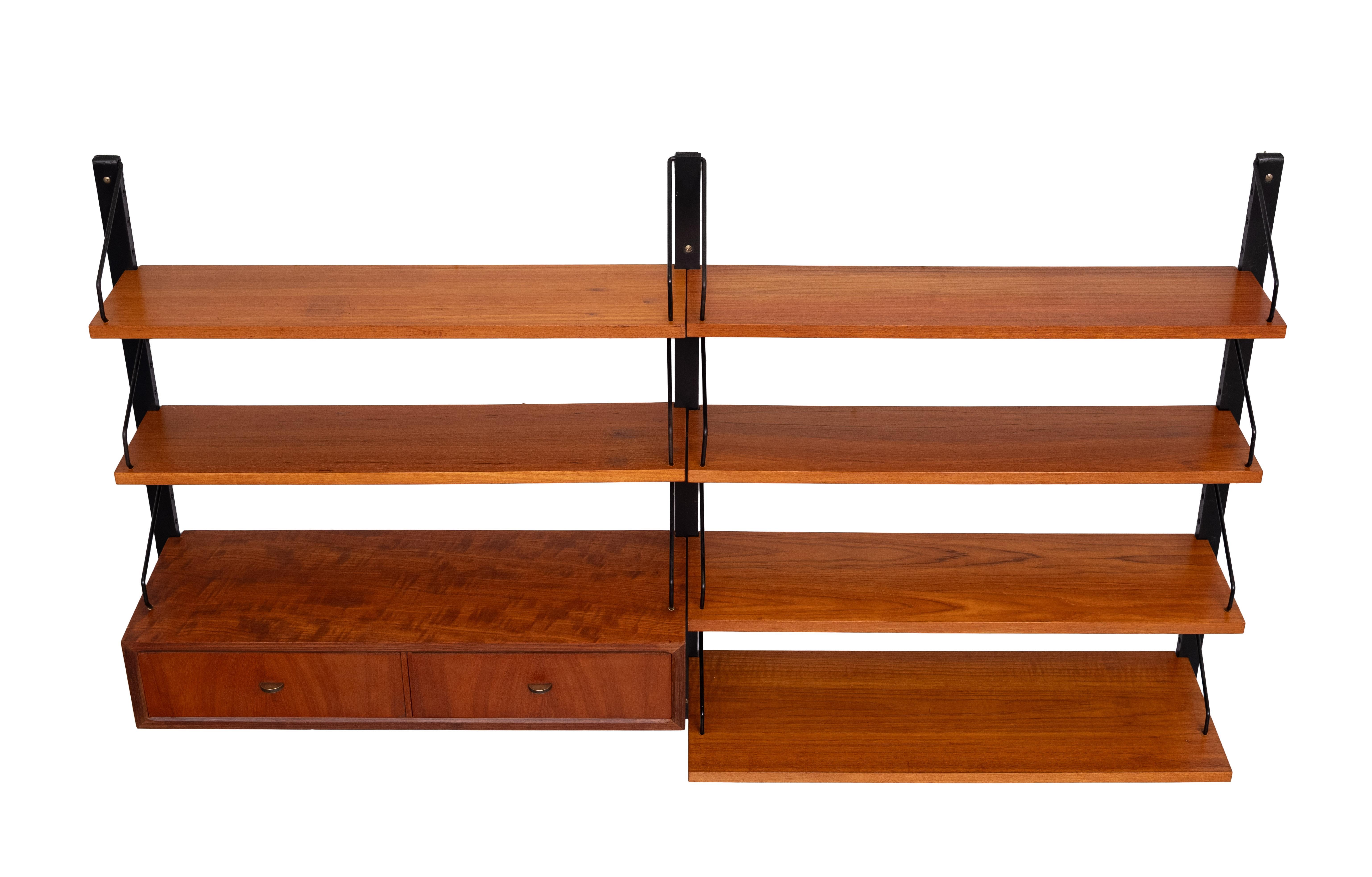 Danish small Poul Cadovius Royal wall system 1950s Denmark For Sale