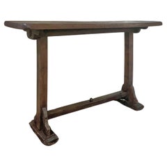 Small primitive 19th century side console table one slab top