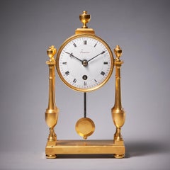 Small Proportioned Elegant Portico Mantel Clock by Janvier, c. 1815