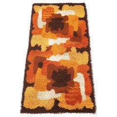 Petit tapis à poils hauts à motifs floraux psychédéliques des années 1970:: Prinstapijt Desso:: Pays-Bas