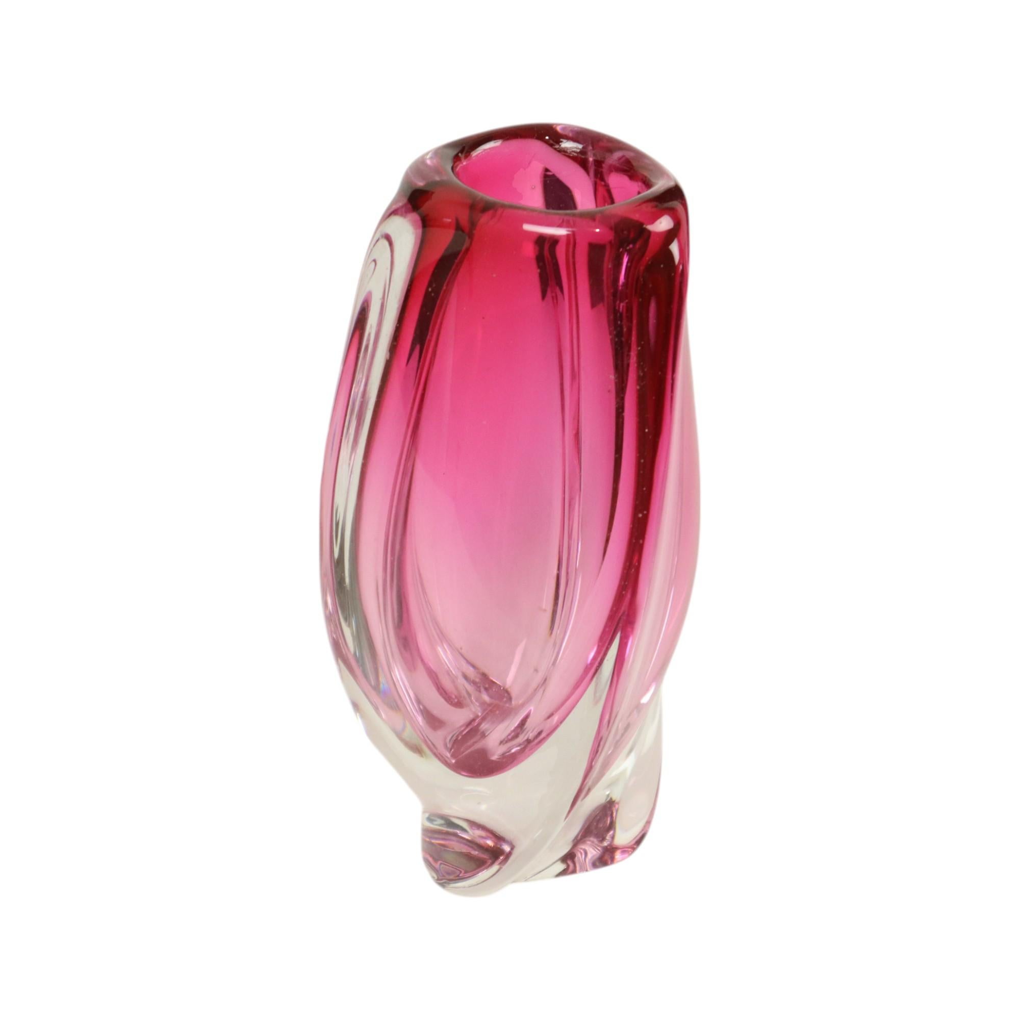 Belgian Small Purple Vase Val Saint Lambert René Delvenne Design 20cm For Sale