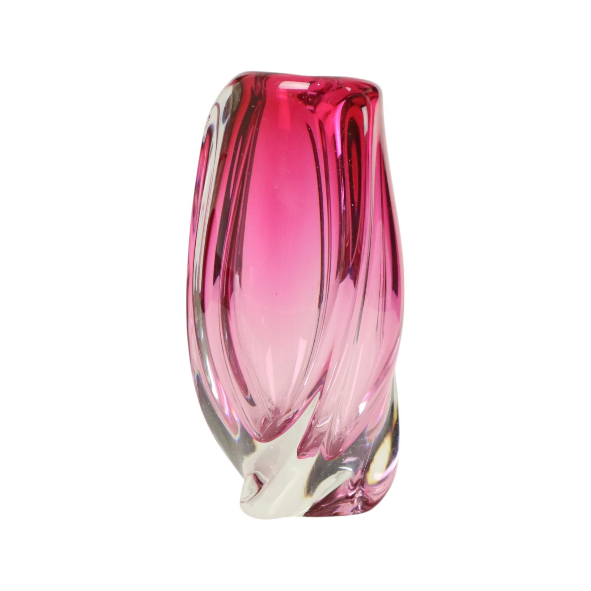 Small Purple Vase Val Saint Lambert René Delvenne Design 20cm In Good Condition For Sale In Poperinge, BE