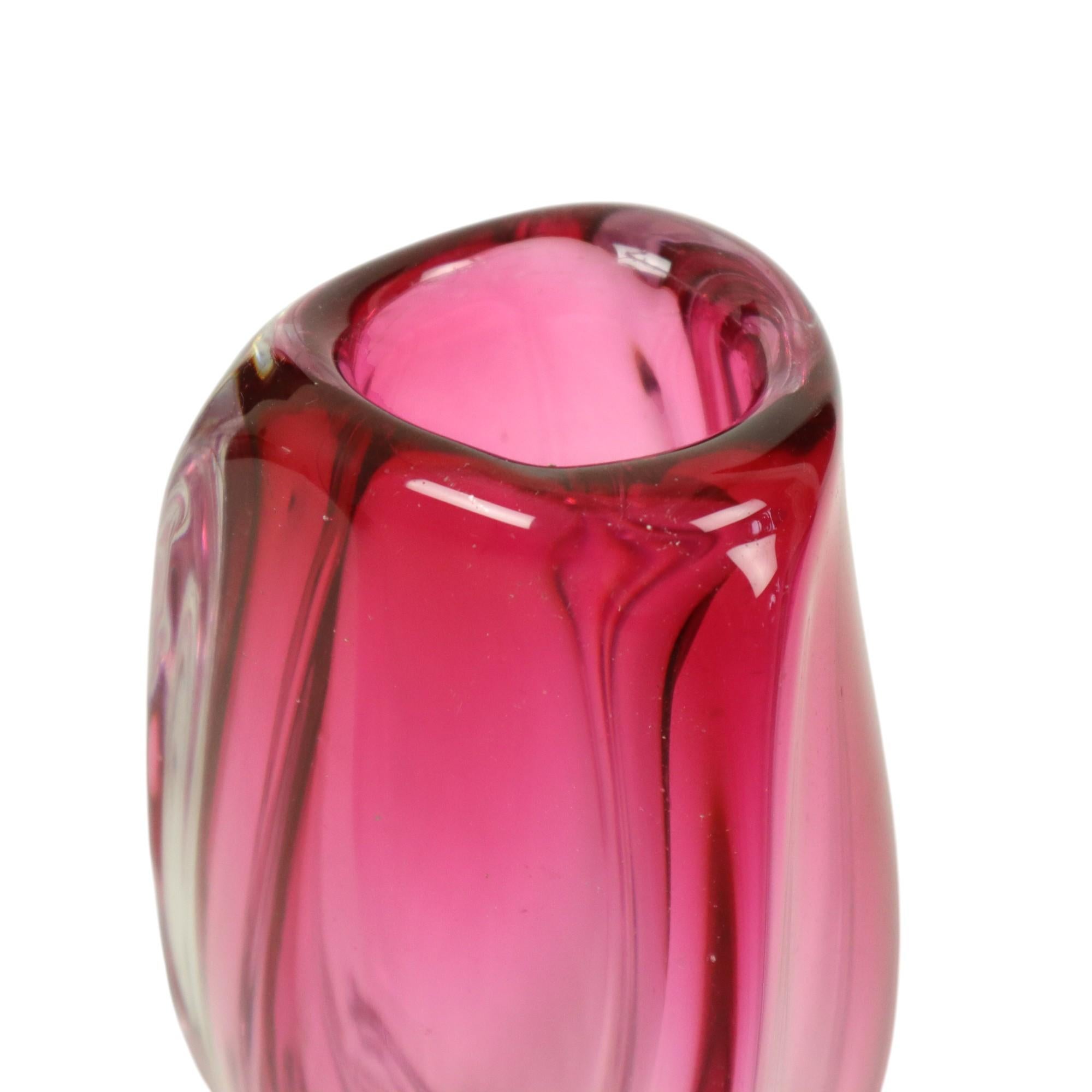 20th Century Small Purple Vase Val Saint Lambert René Delvenne Design 20cm For Sale