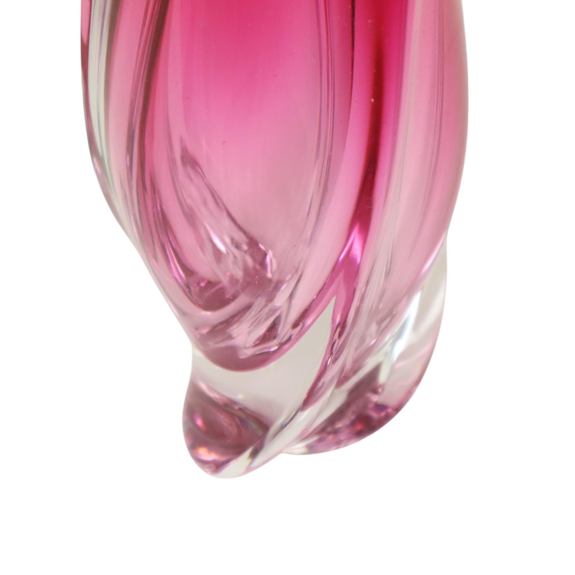 Crystal Small Purple Vase Val Saint Lambert René Delvenne Design 20cm For Sale