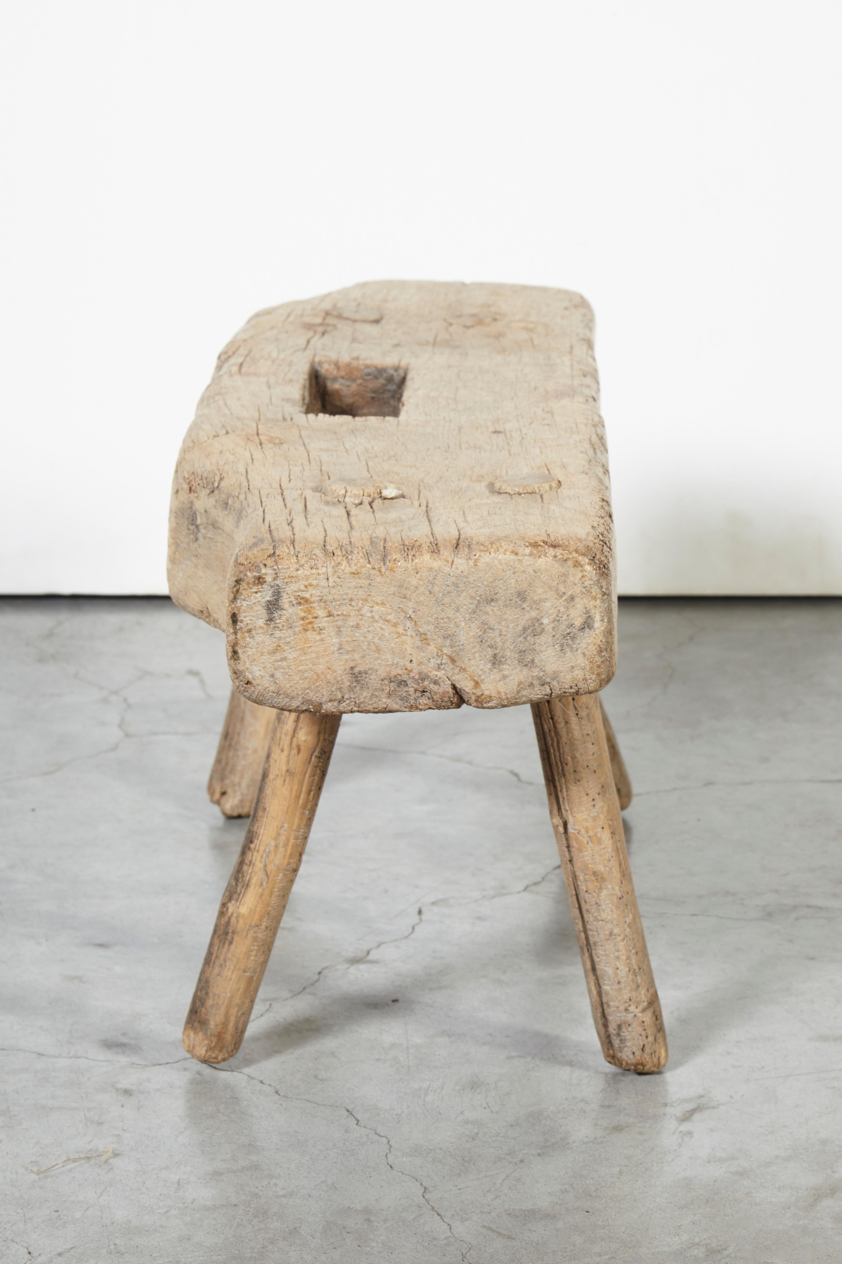 Wood Small Quirky Primitive Stool